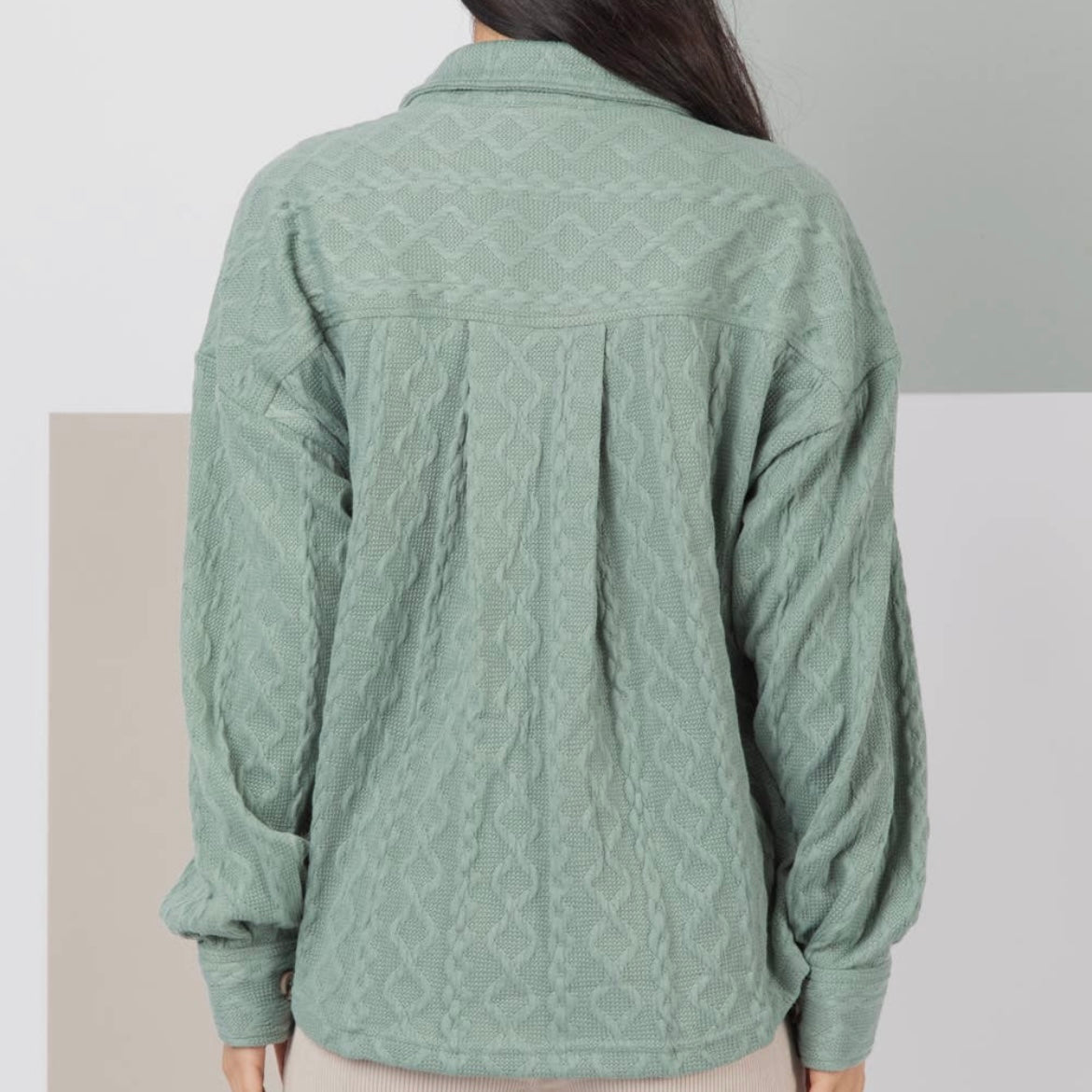 Matcha Cable Knit Oversized Shacket