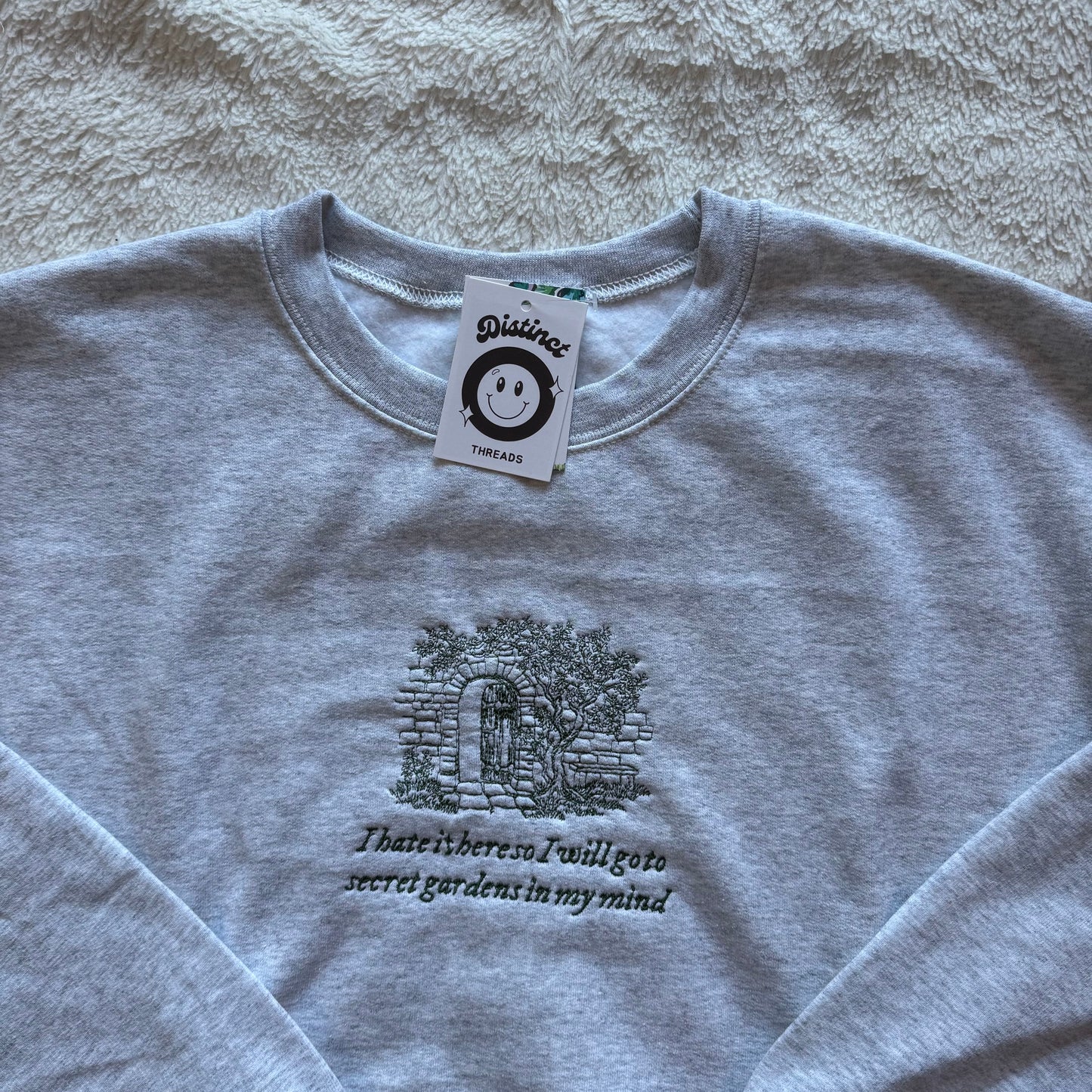 *SLIGHTLY FLAWED* I Hate It Here Inspired Ready To Ship Embroidered Crew - Size Large