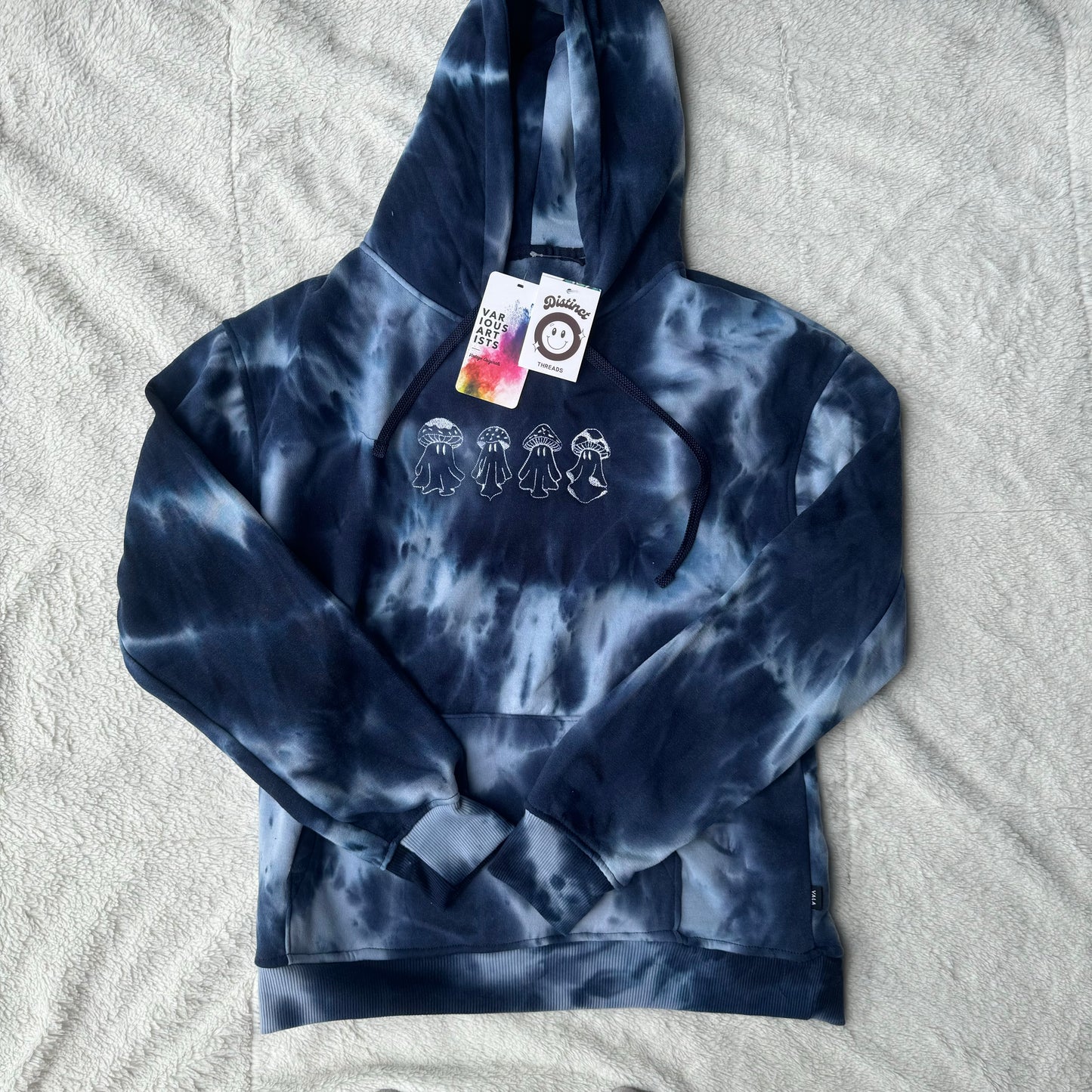 Mushroom Ghosts Embroidered Tie-Dye Hoodie