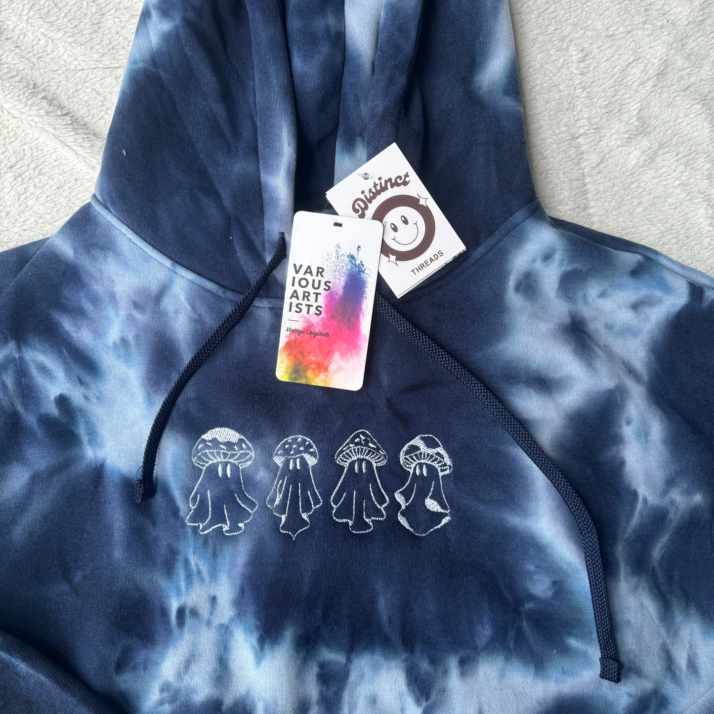 Mushroom Ghosts Embroidered Tie-Dye Hoodie