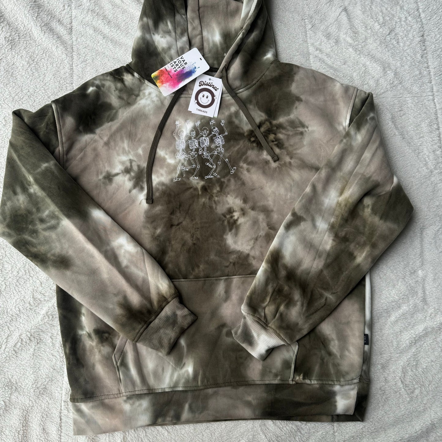 Dancing Skeletons Embroidered Tie-Dye Hoodie