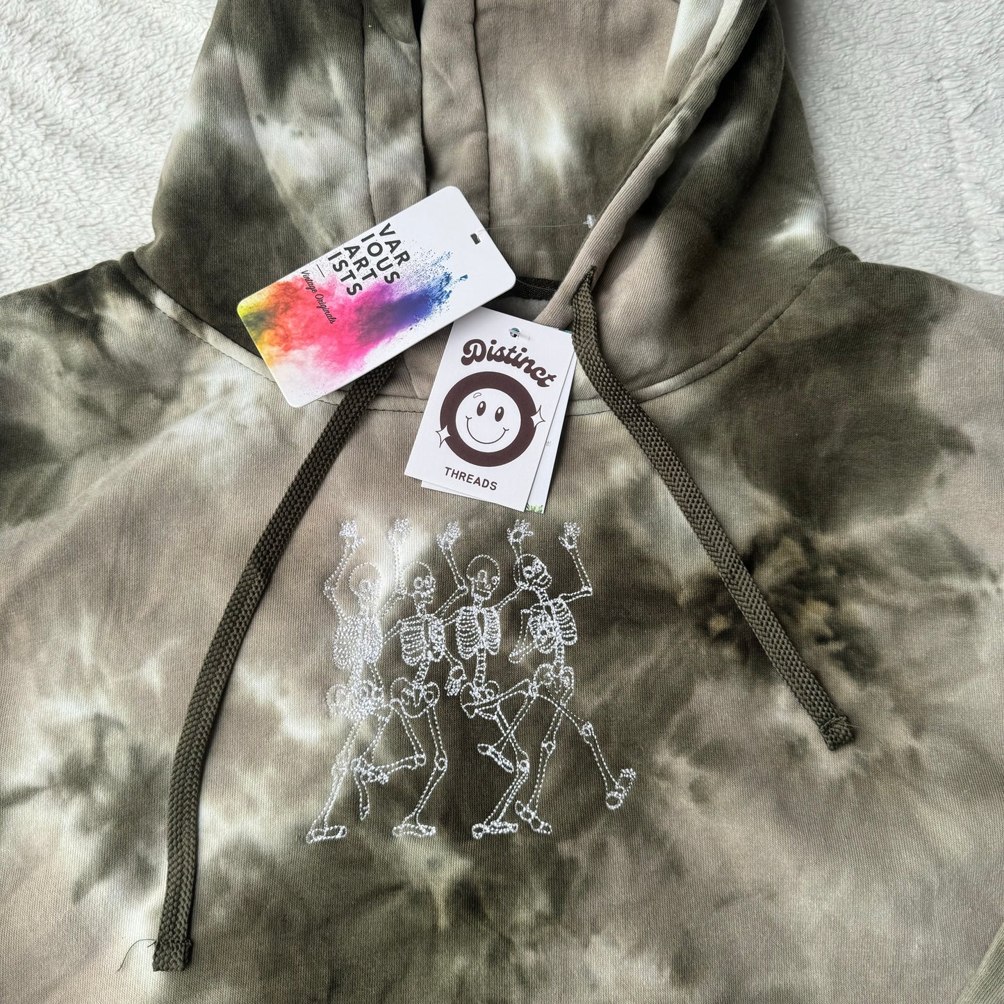 Dancing Skeletons Embroidered Tie-Dye Hoodie