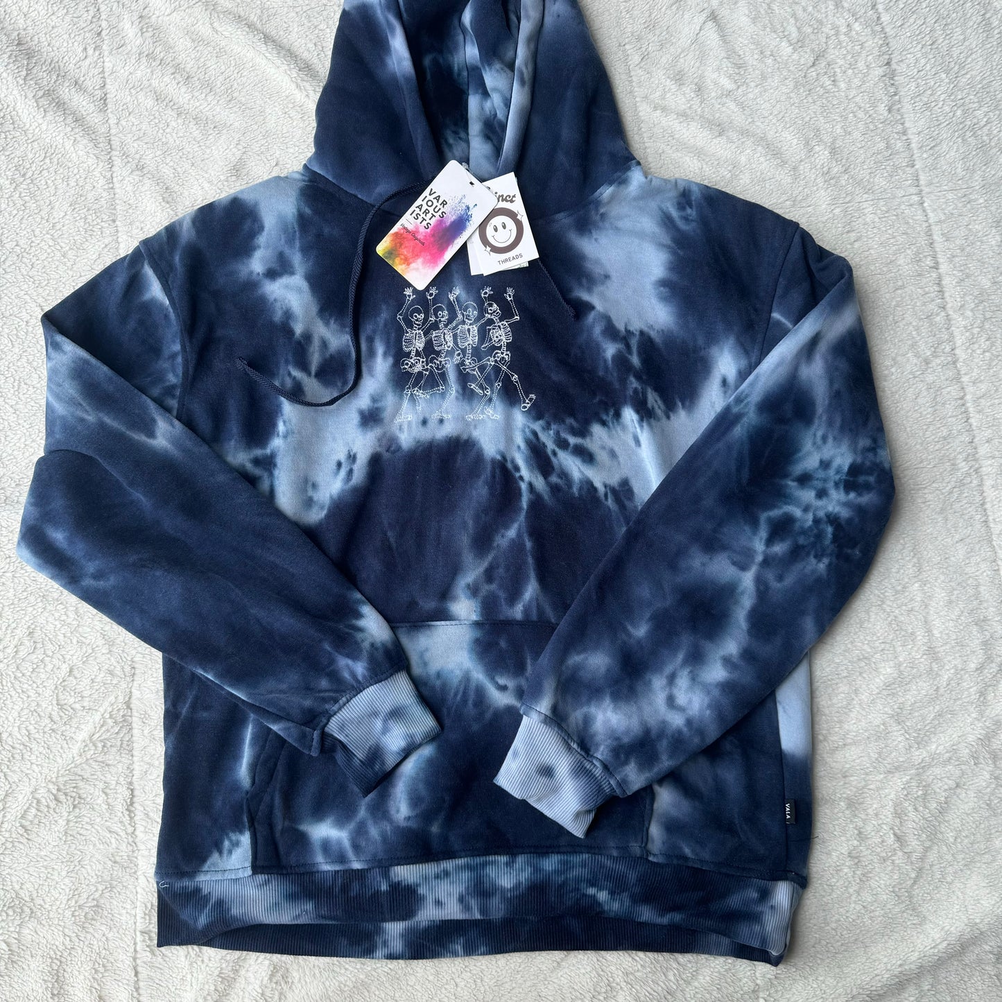 Dancing Skeletons Embroidered Tie-Dye Hoodie