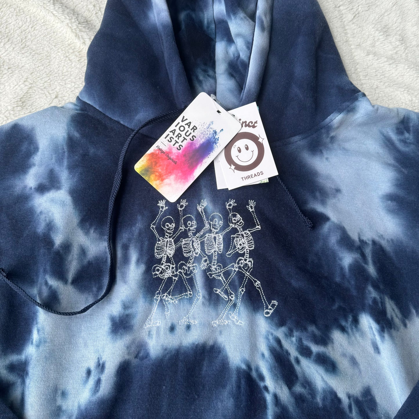 Dancing Skeletons Embroidered Tie-Dye Hoodie