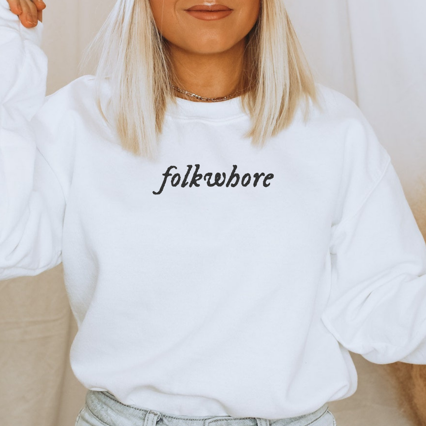 Folklore Taylor Inspired Embroidered Crewneck Sweatshirt