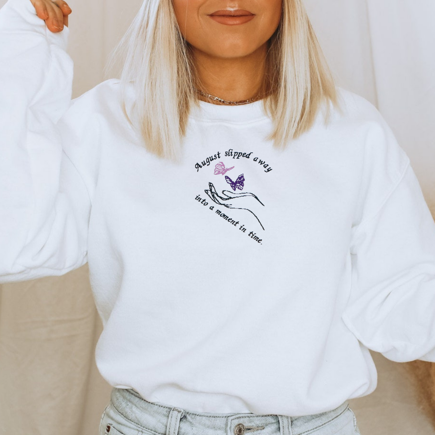 August Taylor Inspired Embroidered Crewneck Sweatshirt