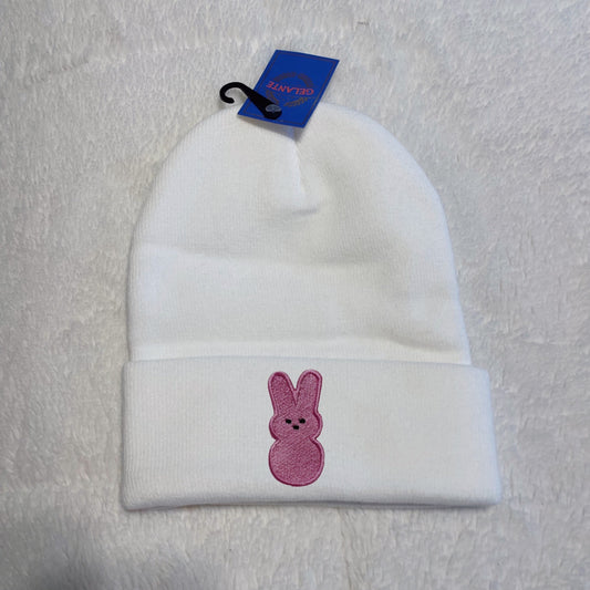 Peeps Marshmallow Bunny Inspired Embroidered Beanie