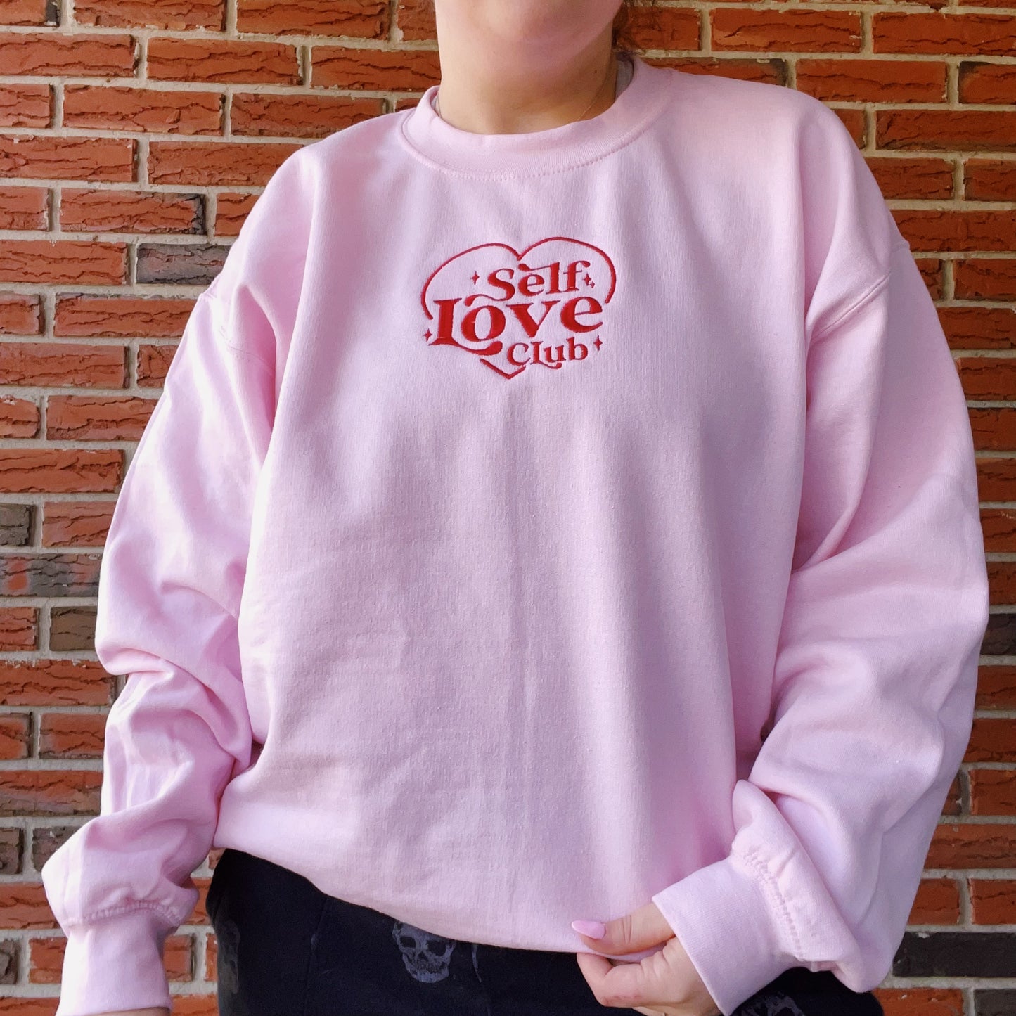 Self Love Club Embroidered Crewneck Sweatshirt