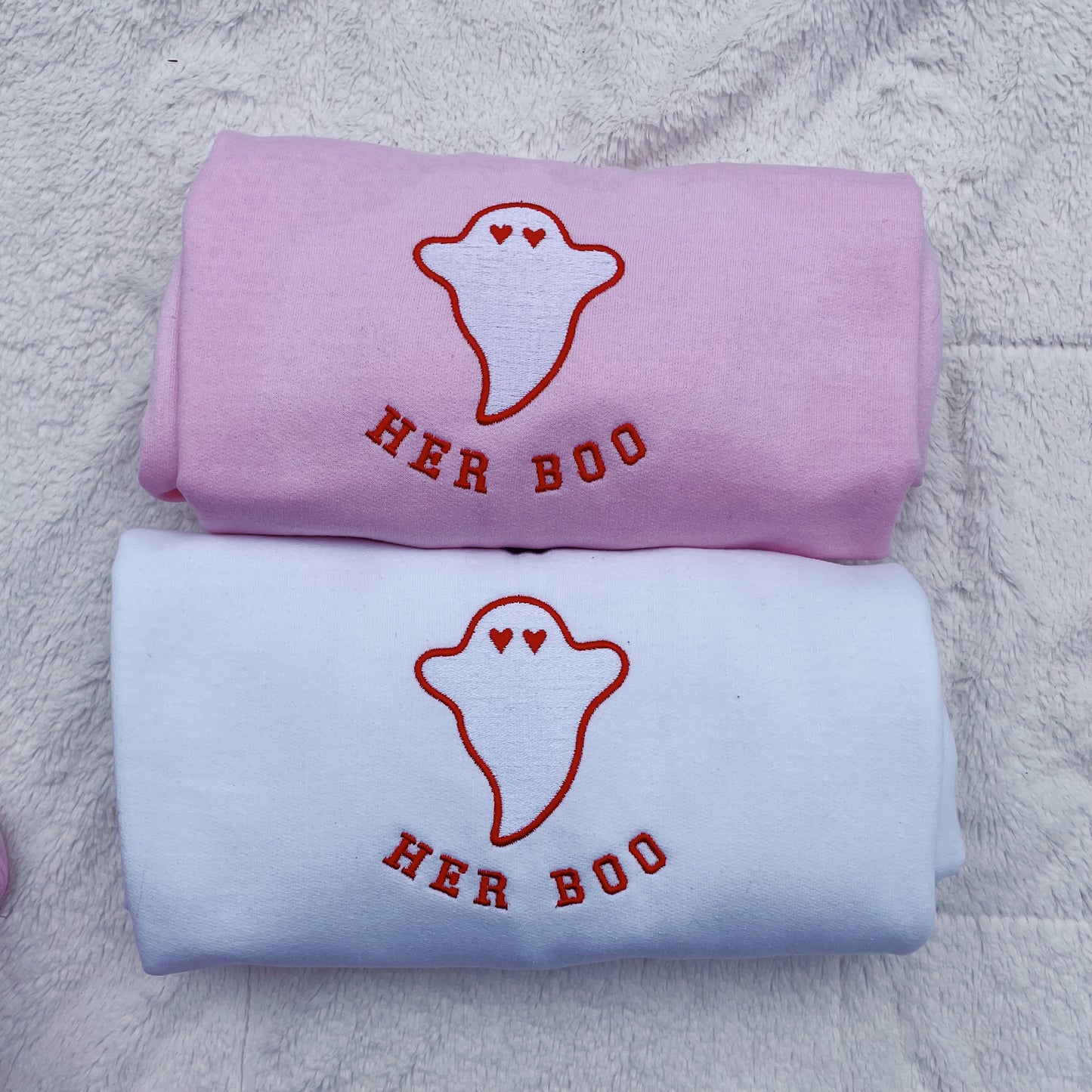 His Boo/ Her Boo Embroidered Crewneck Sweatshirt Couples Set