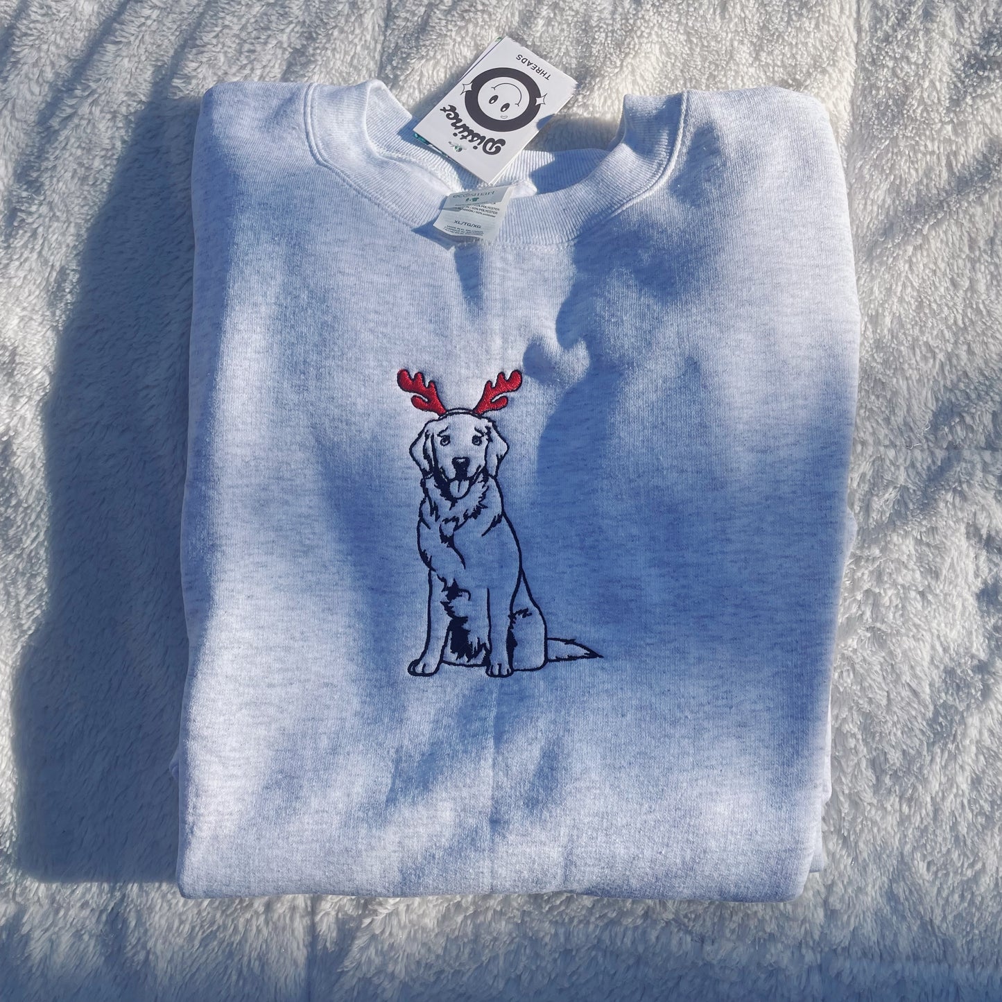 Holiday Pup Embroidered Crewneck Sweatshirt