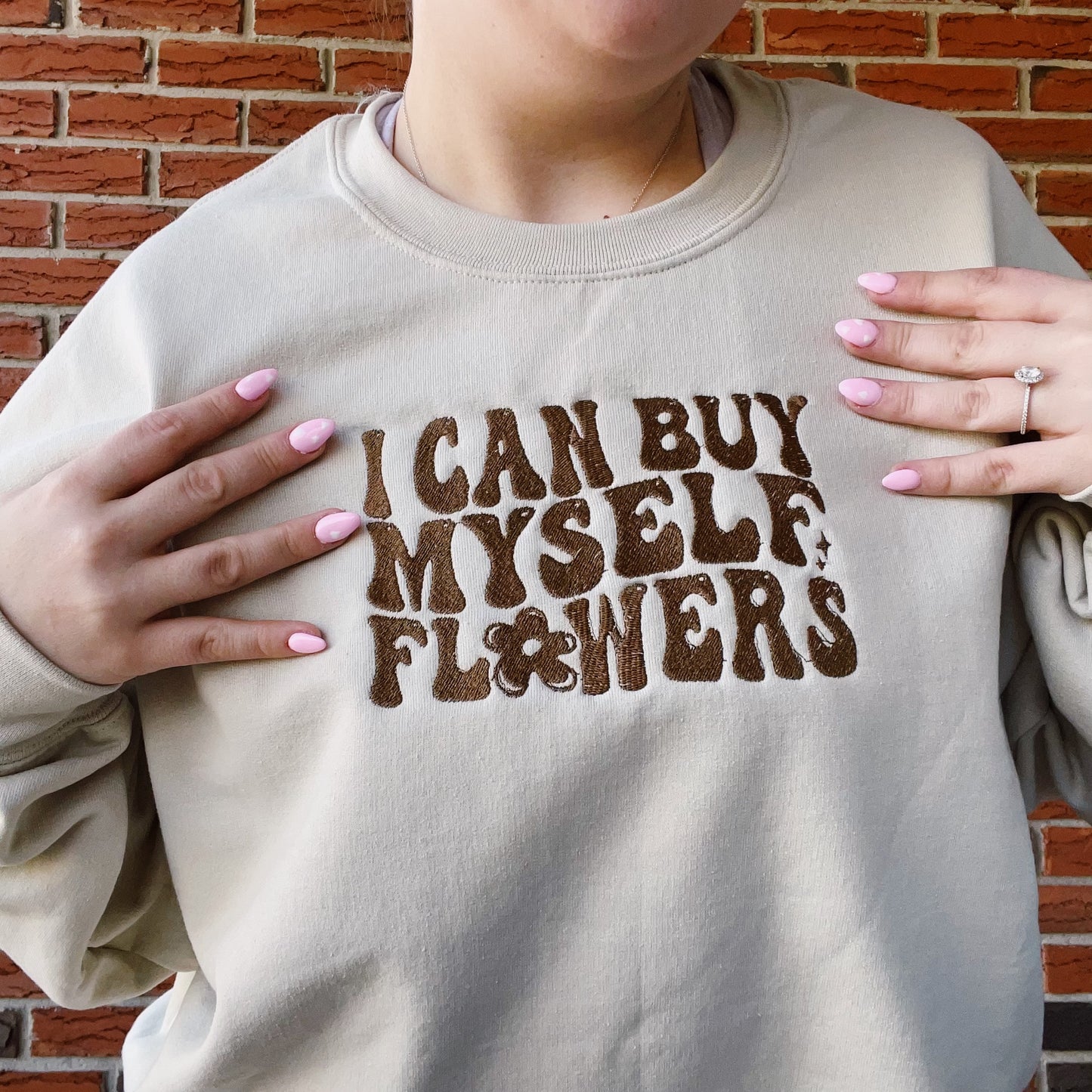 I Can Buy Myself Flowers Miley Inspired Embroidered Crewneck Sweatshirt