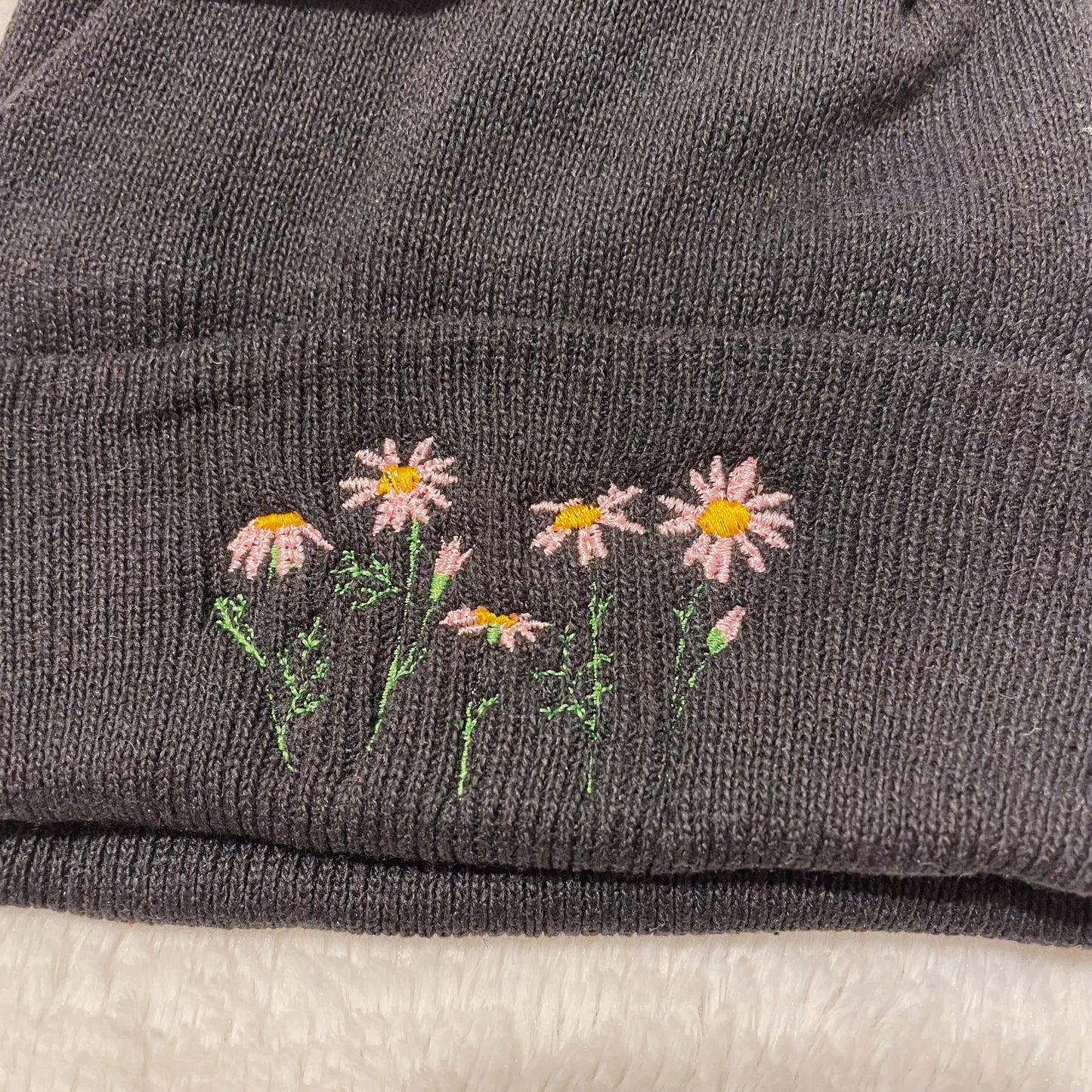 Dainty Flowers Embroidered Beanie