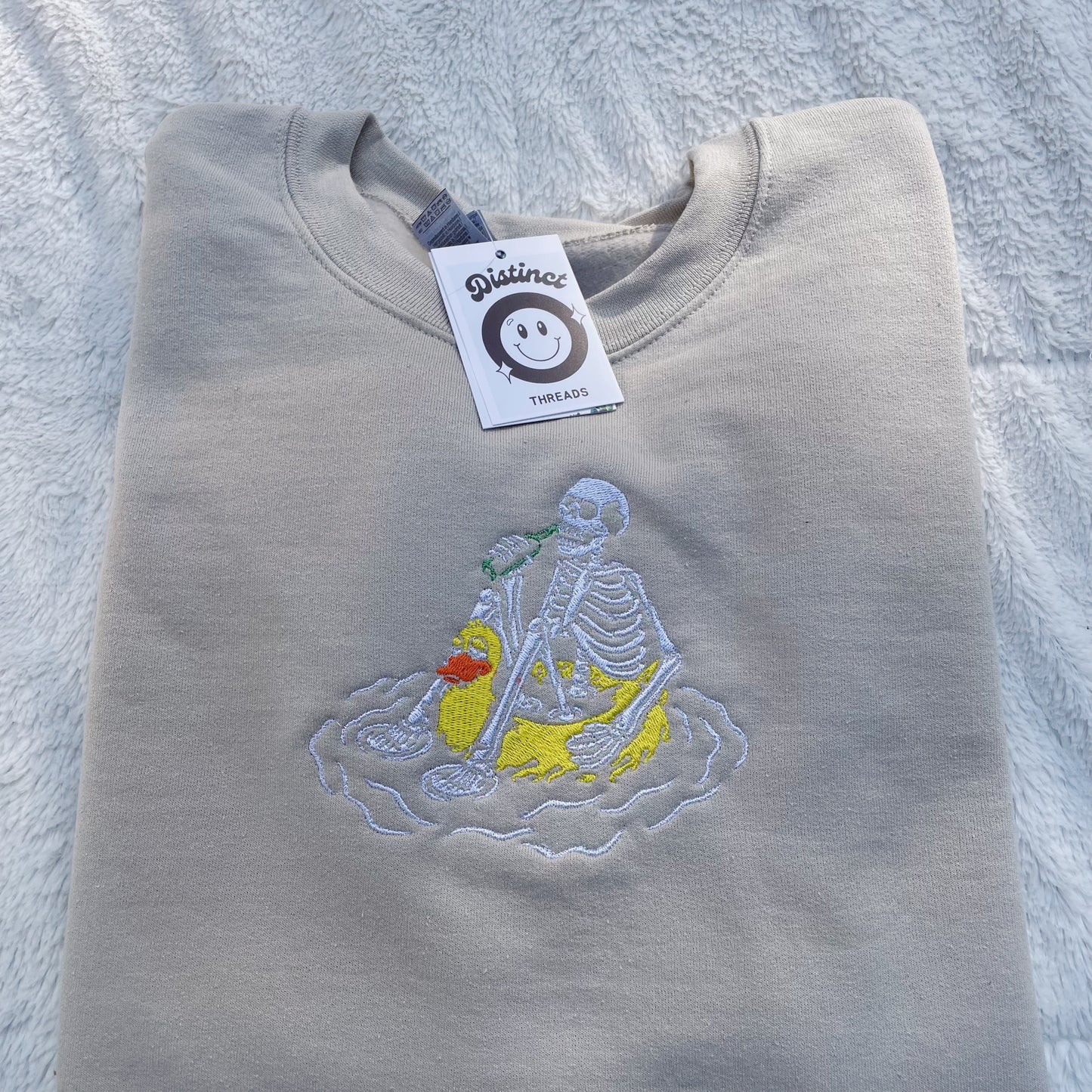 Skeleton On Vacation Embroidered Crewneck Sweatshirt