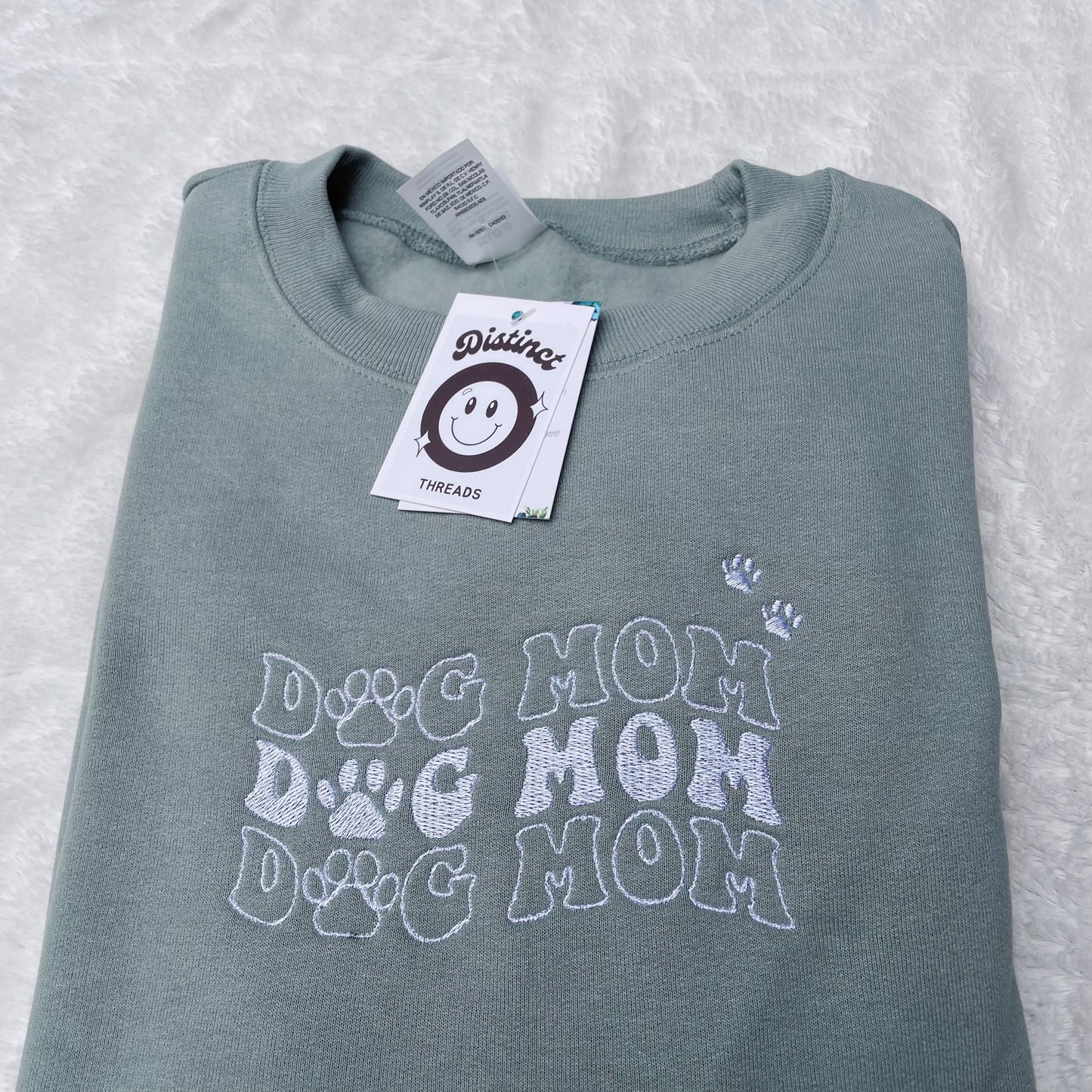 Dog Mom Embroidered Crewneck Sweatshirt