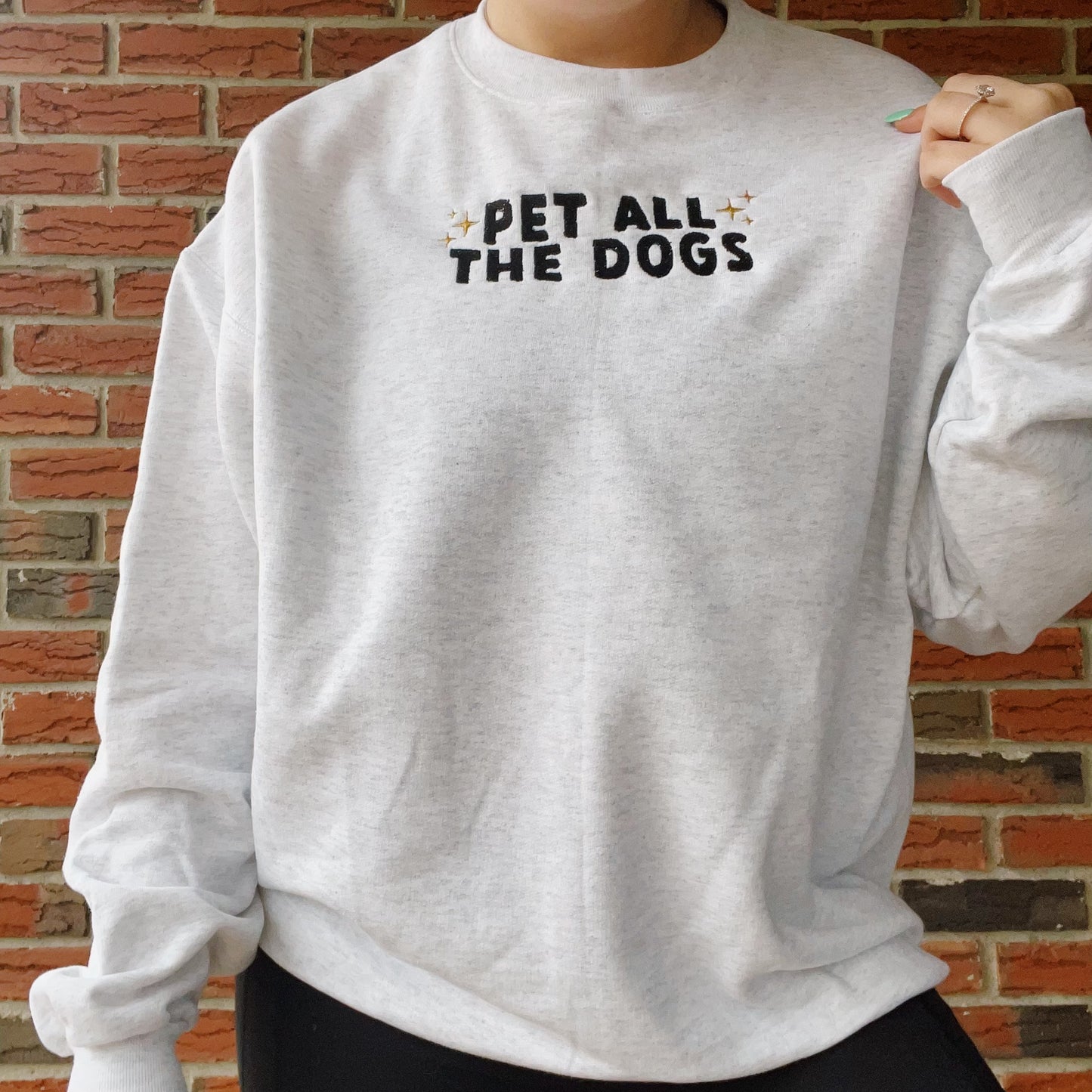 Pet All The Dogs Embroidered Crewneck Sweatshirt