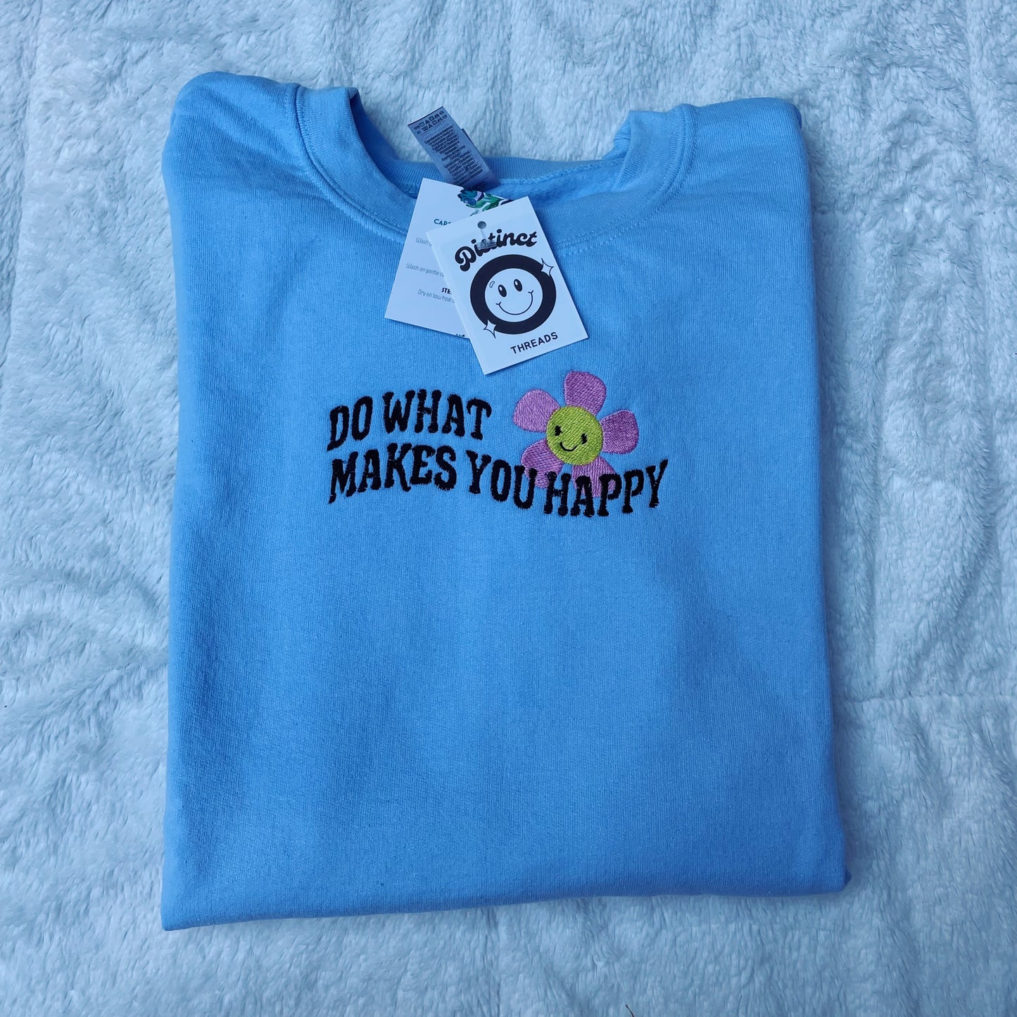 Do What Makes You Happy Embroidered Crewneck Sweatshirt