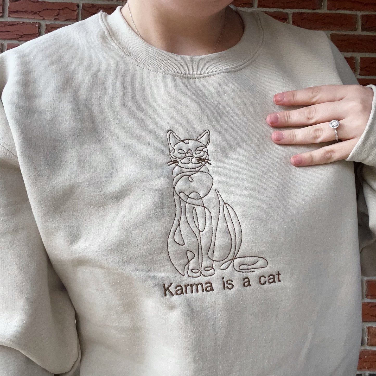 Karma Is A Cat Taylor Inspired Embroidered Crewneck Sweatshirt