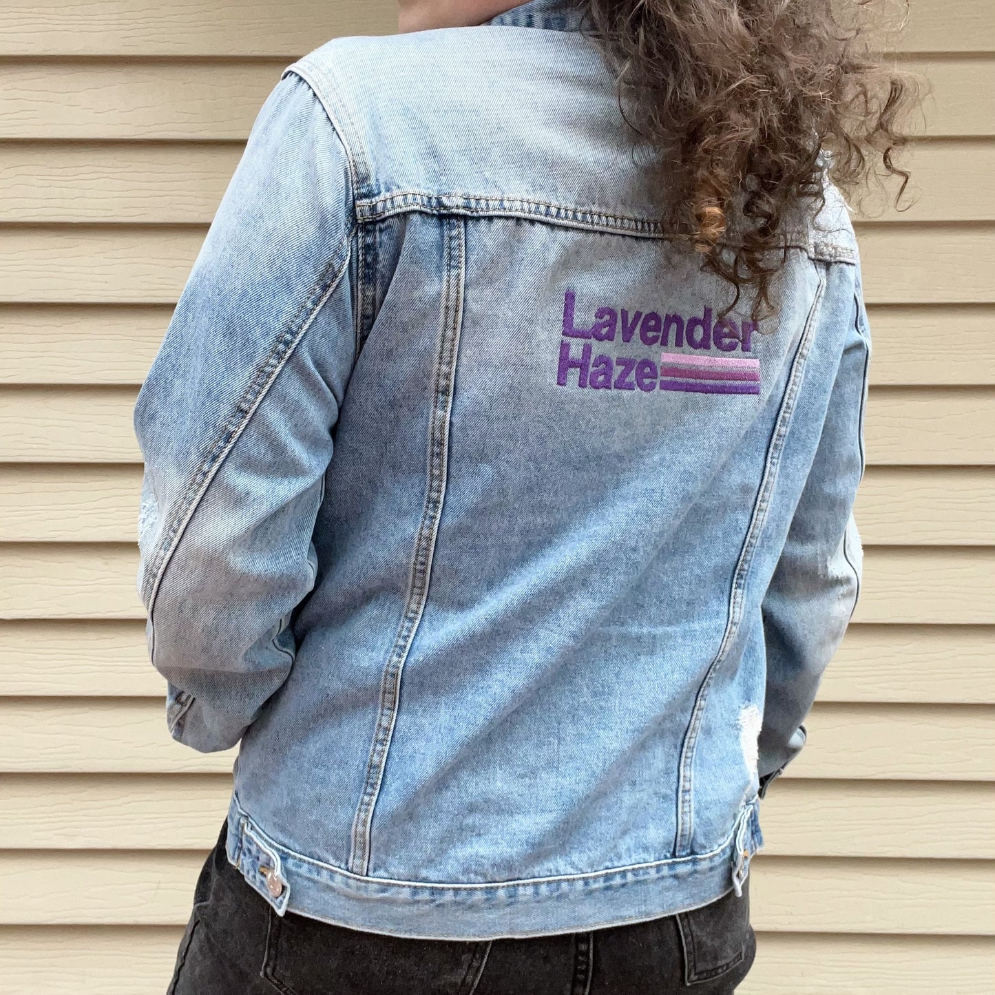 Taylor Inspired Lavender Haze Jean Jacket - Size Large