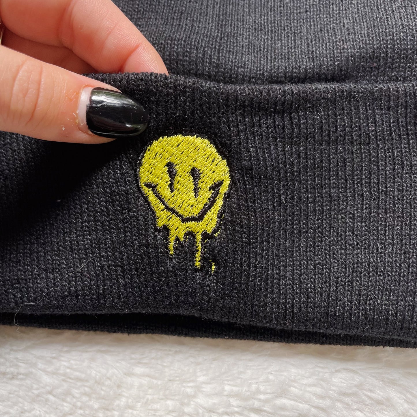 Melting Smile Embroidered Beanie