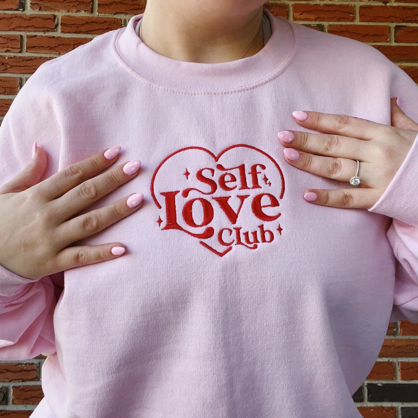 Self Love Club Embroidered Crewneck Sweatshirt