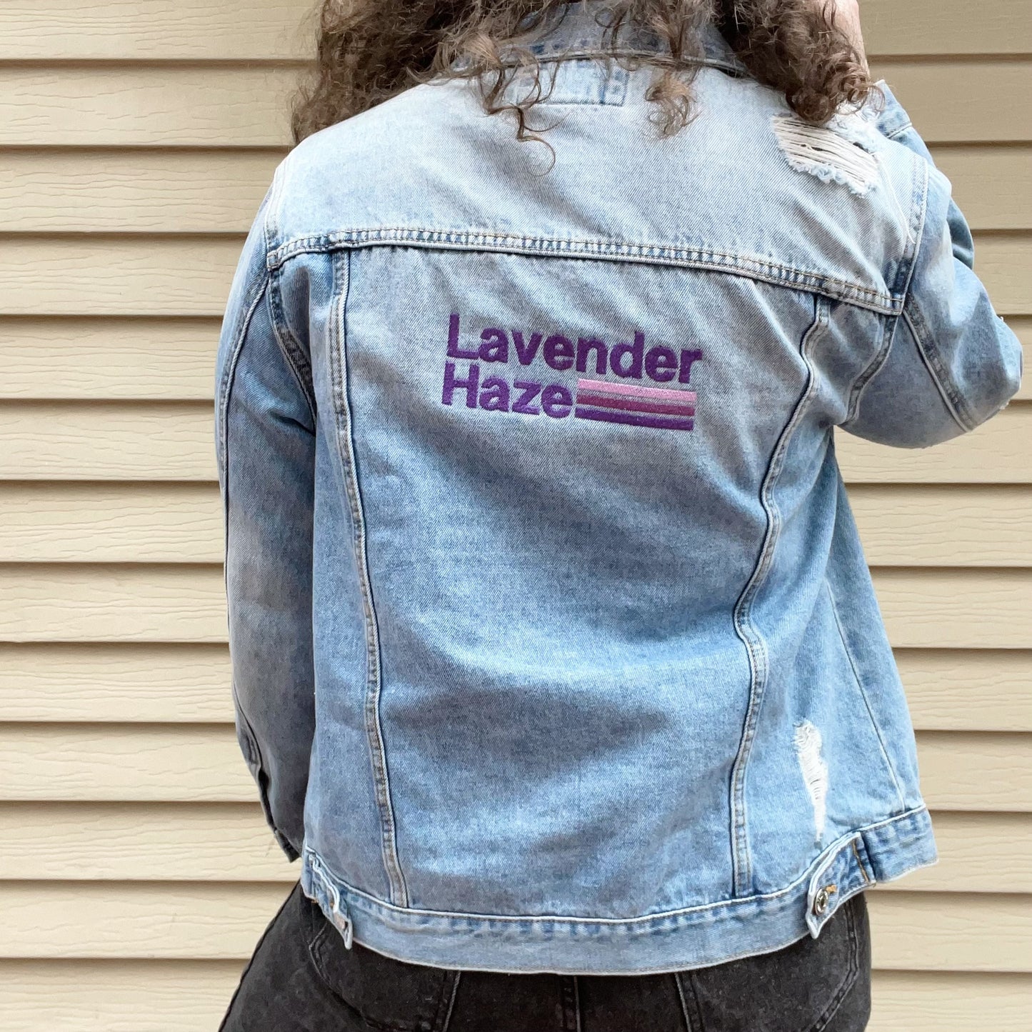 Taylor Inspired Lavender Haze Jean Jacket - Size Large