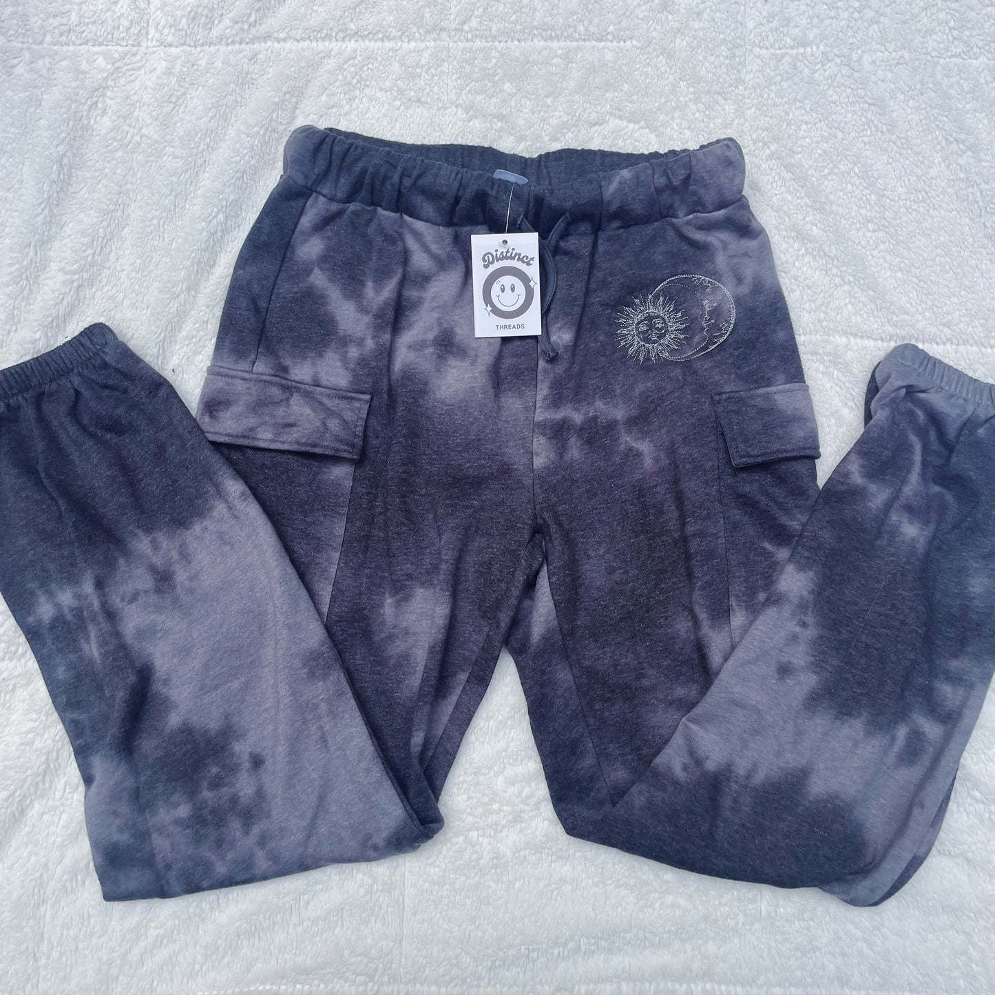 Sun & Moon Venus Tie-Dye Embroidered Cargo Jogger Sweatpants - Size Small