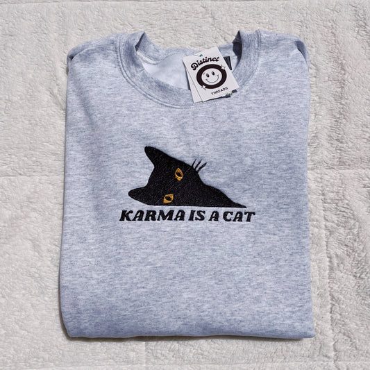 Karma Is A Cat Taylor Inspired Embroidered Crewneck Sweatshirt