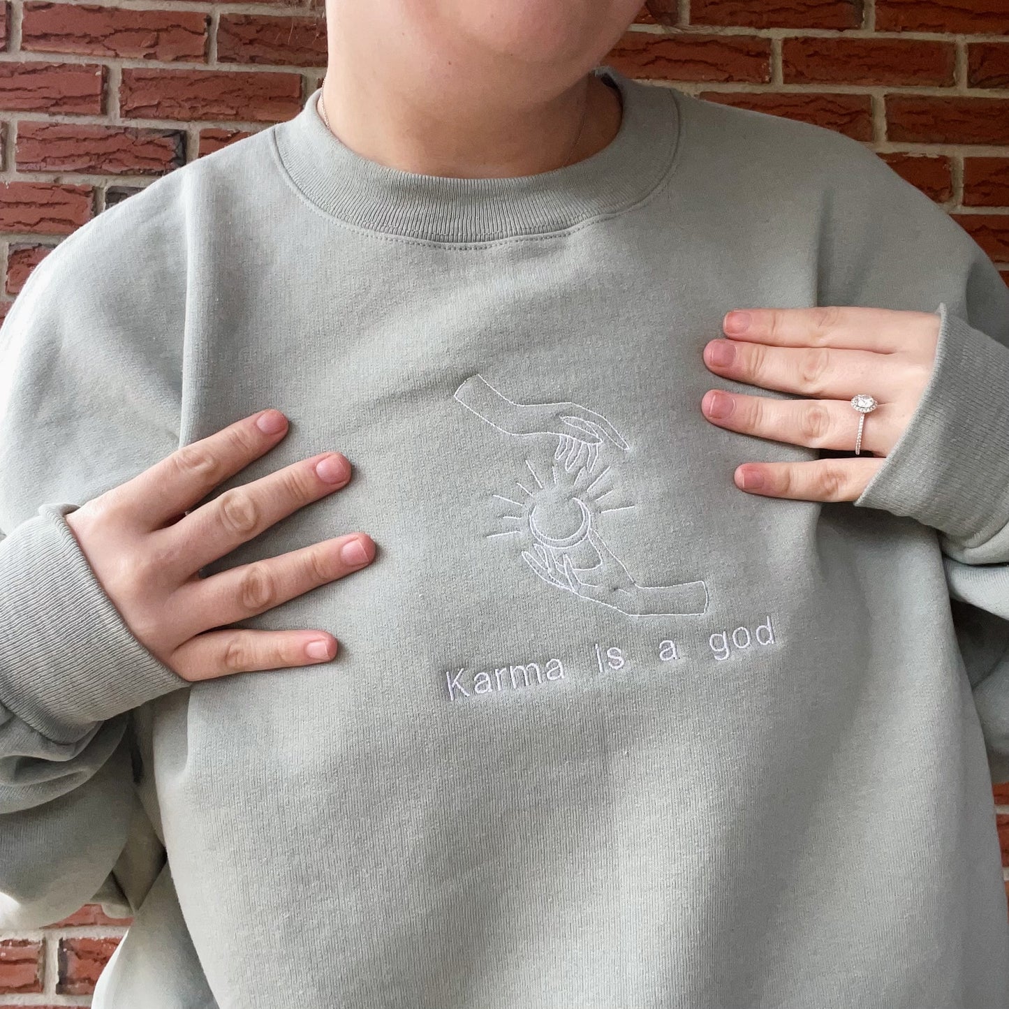 Karma Is A God Taylor Inspired Embroidered Crewneck Sweatshirt