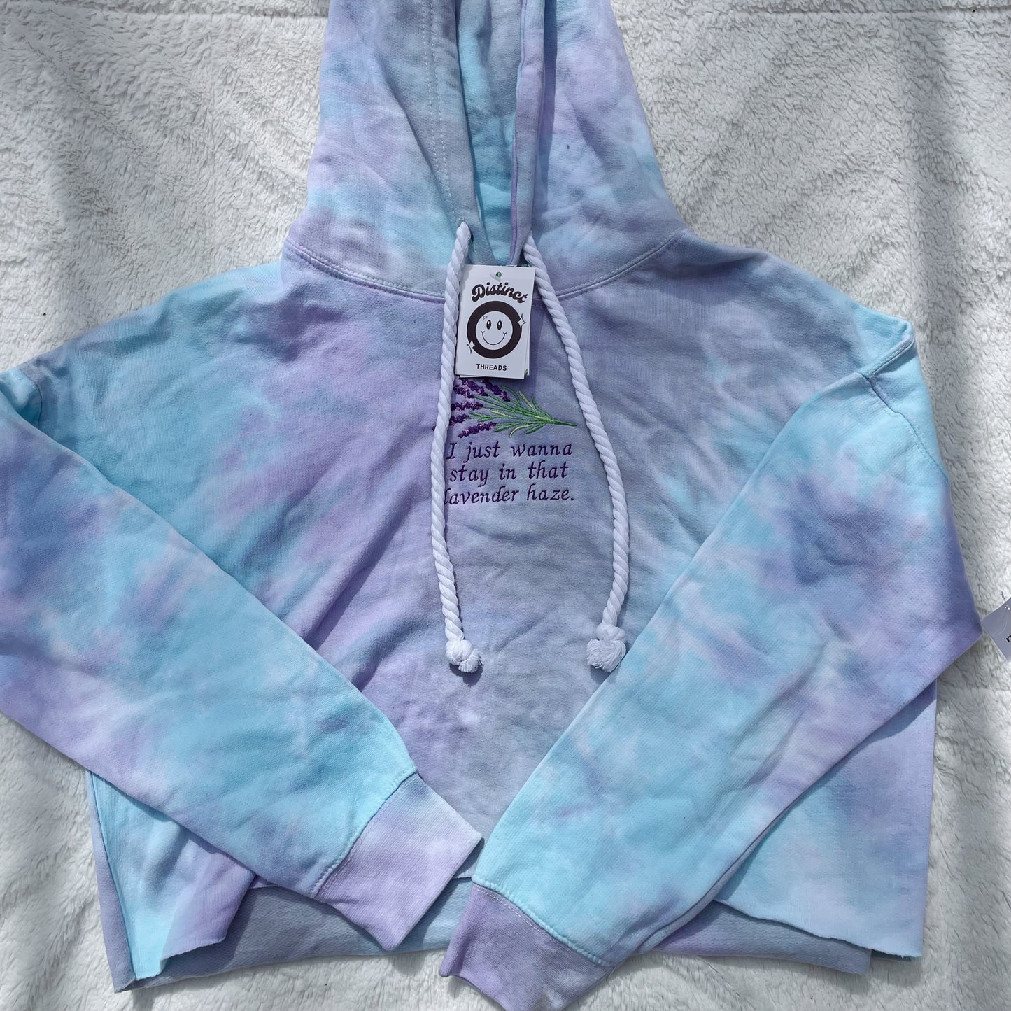 Taylor Inspired Lavender Haze Rue 21 Embroidered Tie-Dye Cropped Hoodie - Size Medium