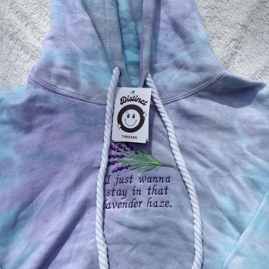 Taylor Inspired Lavender Haze Rue 21 Embroidered Tie-Dye Cropped Hoodie - Size Medium