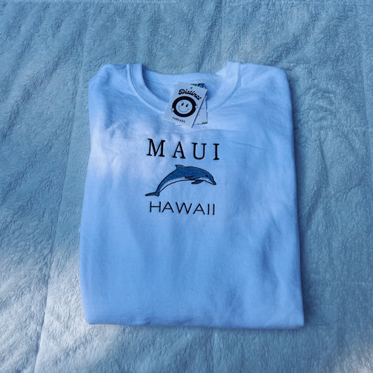 Maui Hawaii Embroidered Crewneck Sweatshirt