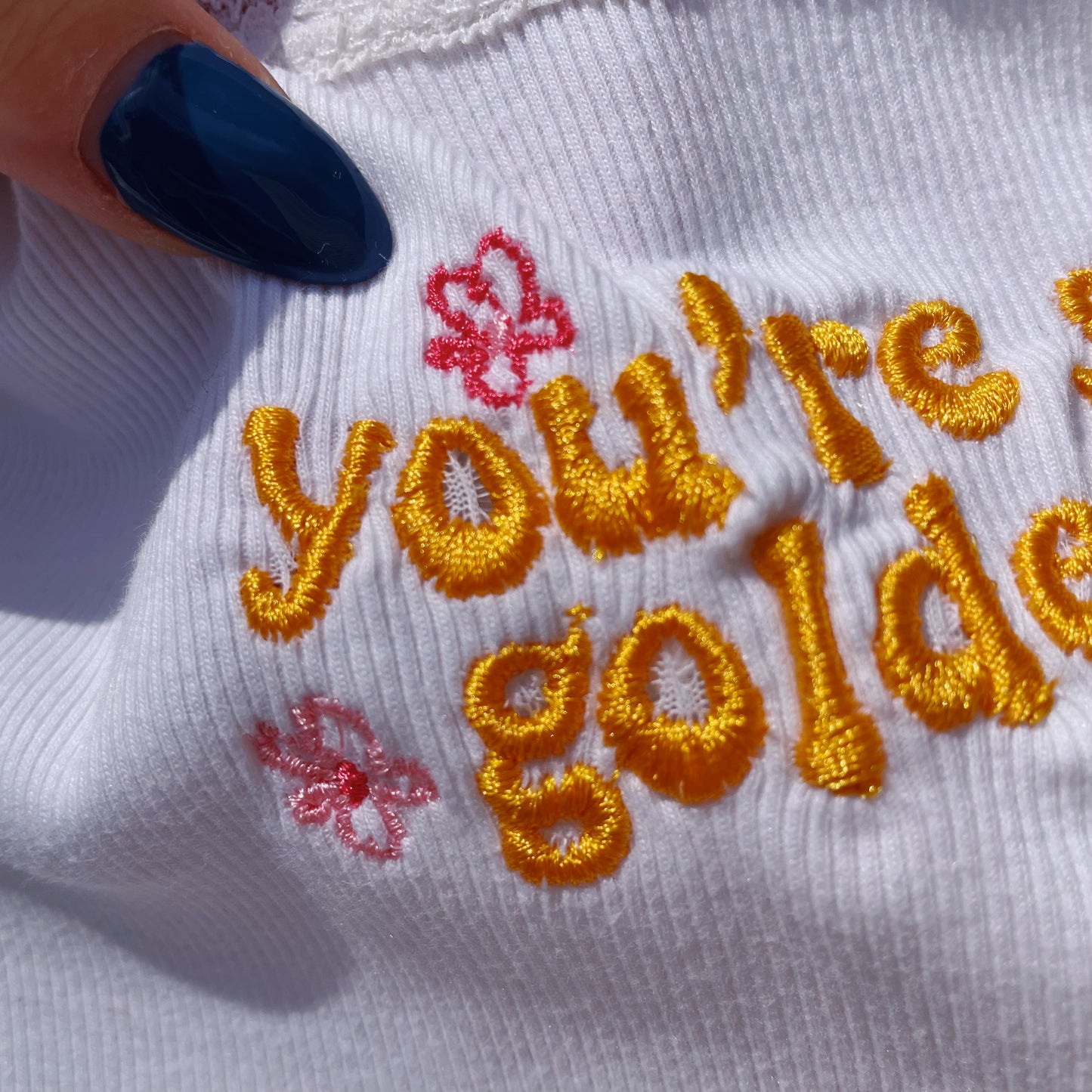 You're So Golden Wild Fable Embroidered Cropped Tank - Size Medium