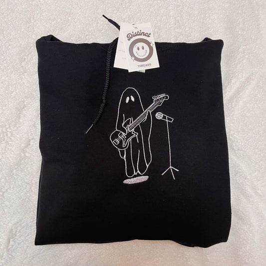 Ghost Playing Guitar Embroidered Hoodie