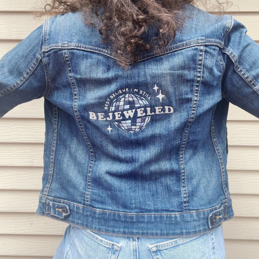 Taylor Inspired Bejeweled Jean Jacket - Size Small