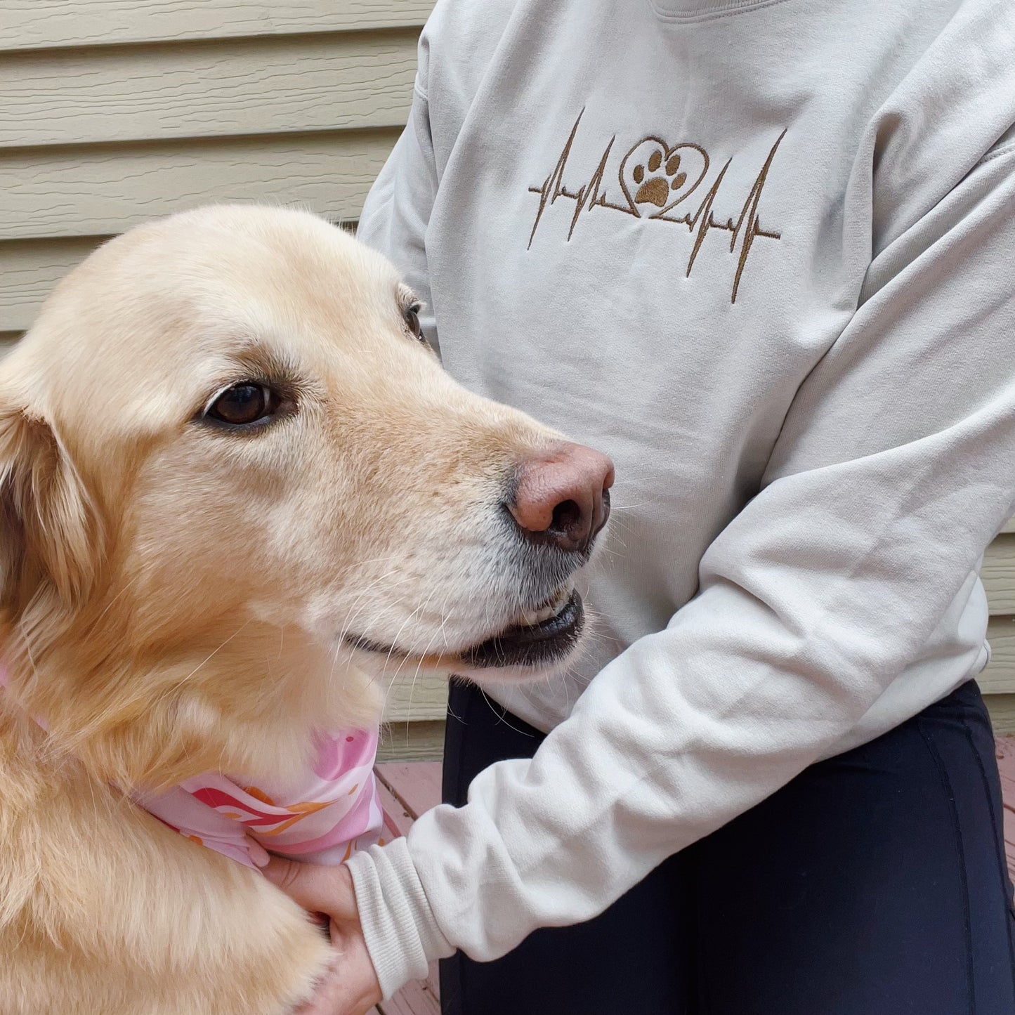 Dog Heartbeat Embroidered Crewneck Sweatshirt