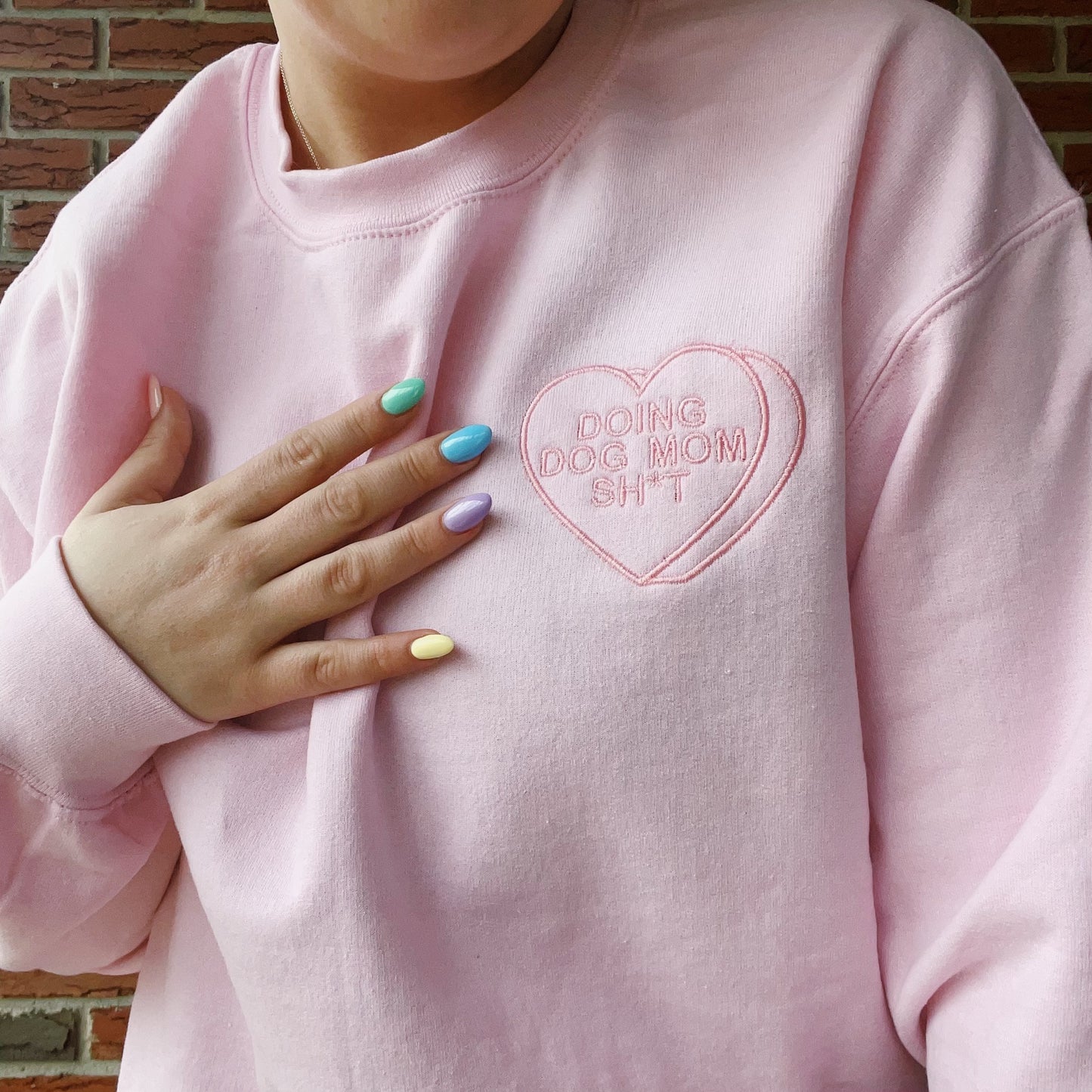 Doing Dog Mom Sh*t Embroidered Crewneck Sweatshirt