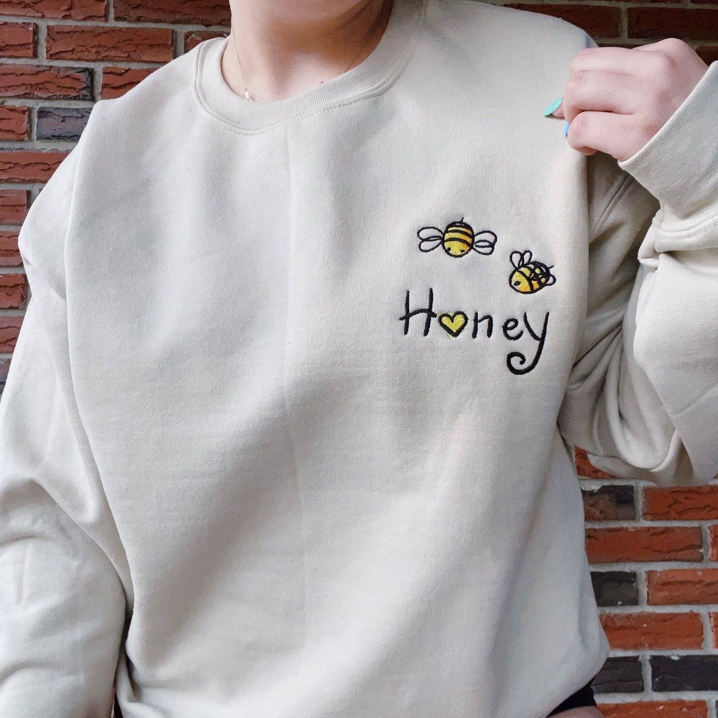 Honey Bees Embroidered Crewneck Sweatshirt