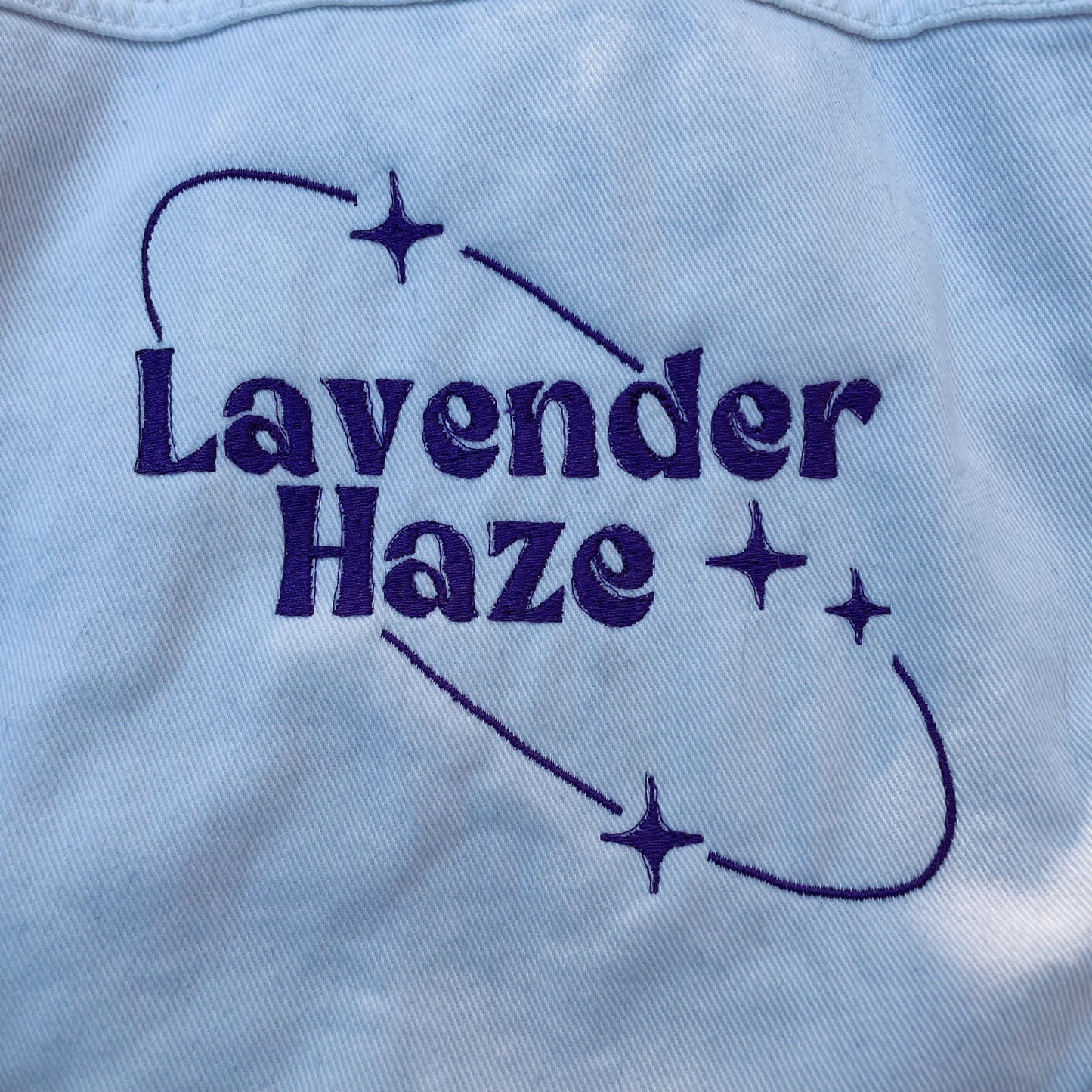 Taylor Inspired Lavender Haze Jean Jacket - Size Small