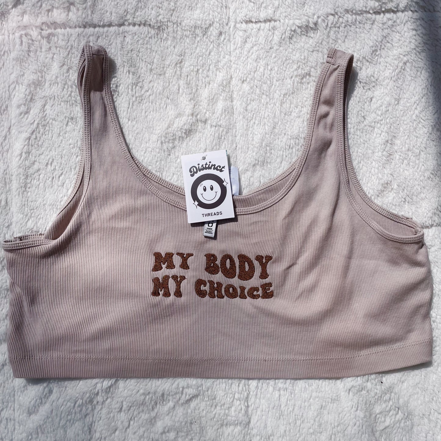 My Body My Choice H&M Embroidered Cropped Tank - Size XL