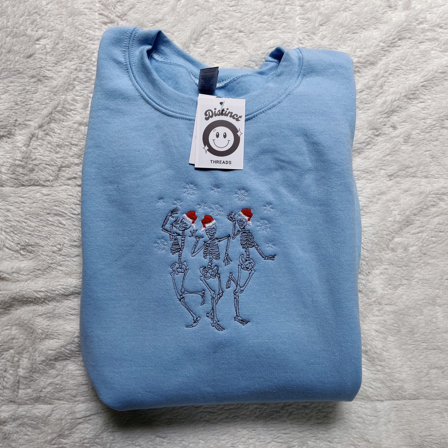 Dancing Christmas Skeletons Embroidered Crewneck Sweatshirt