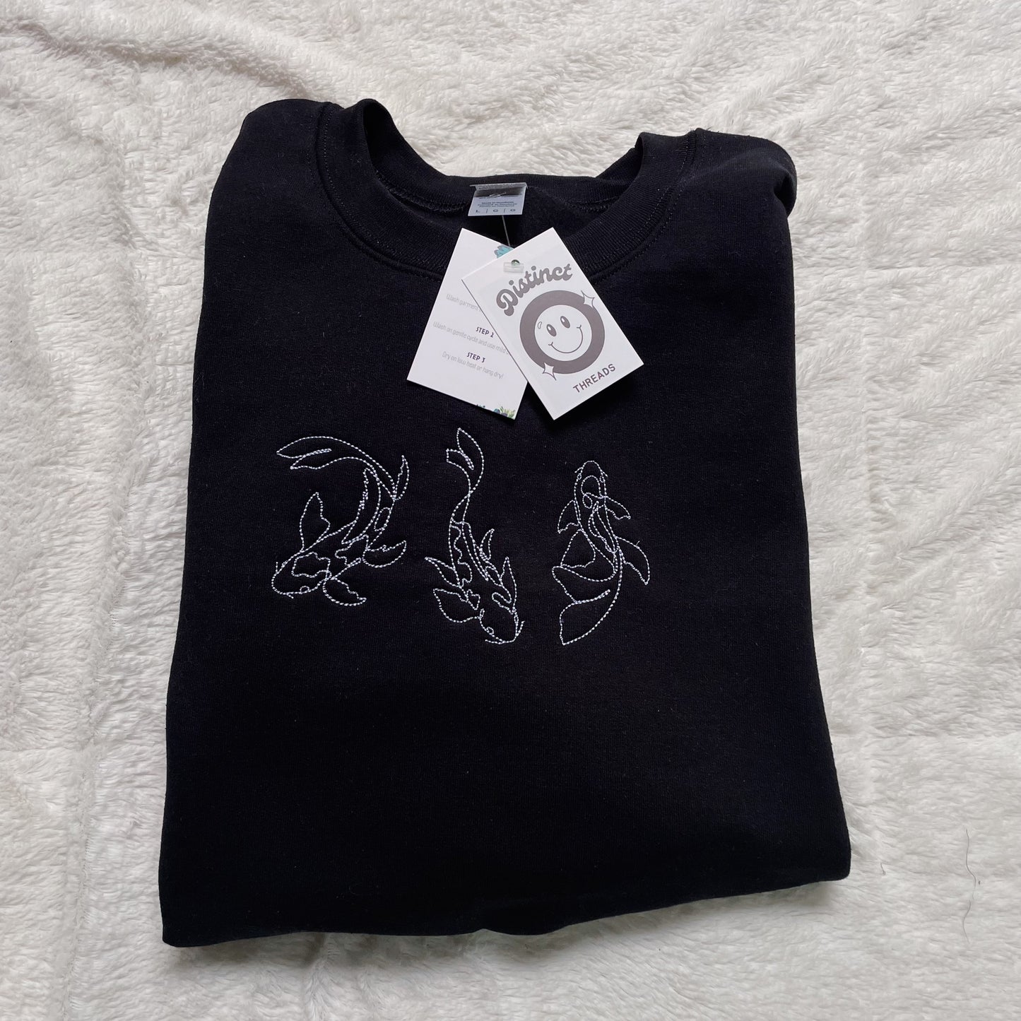 Minimalist Koi Fish Embroidered Crewneck Sweatshirt