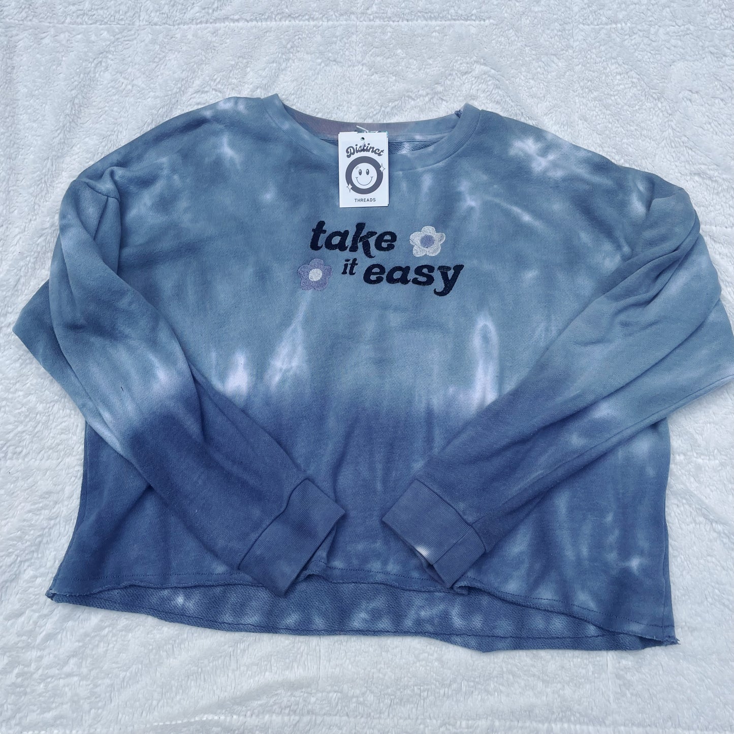 Take It Easy American Eagle Cropped Tie-Dye Embroidered Crewneck - Size Large