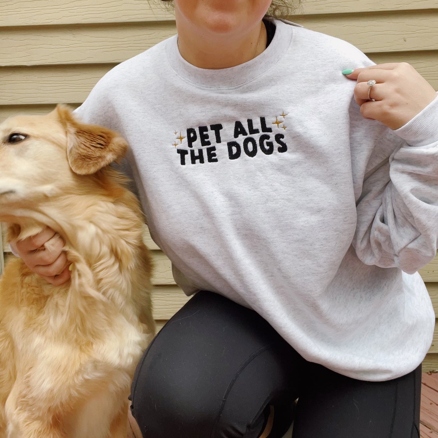 Pet All The Dogs Embroidered Crewneck Sweatshirt