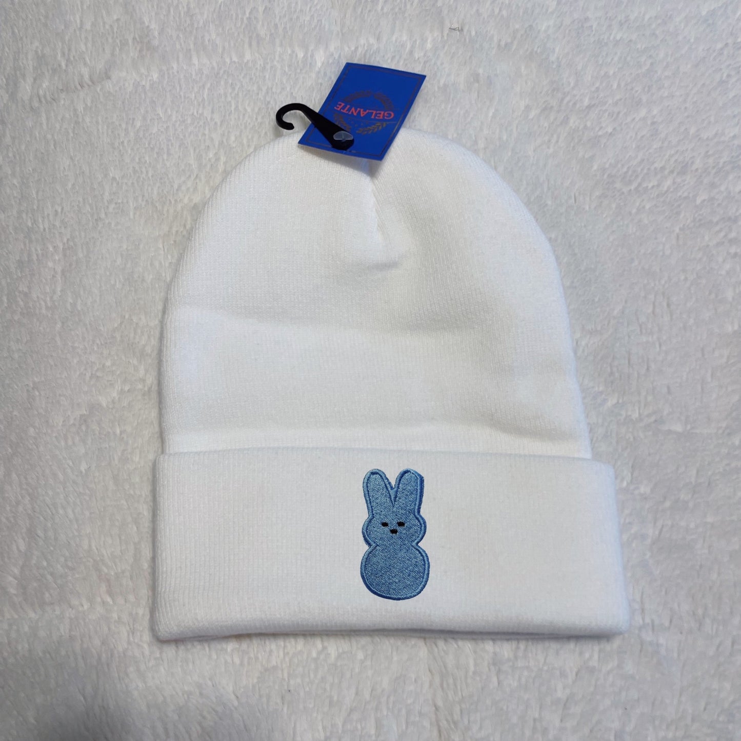 Peeps Marshmallow Bunny Inspired Embroidered Beanie