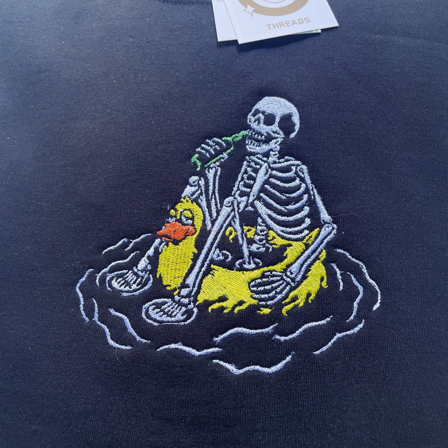 Skeleton On Vacation Embroidered Crewneck Sweatshirt