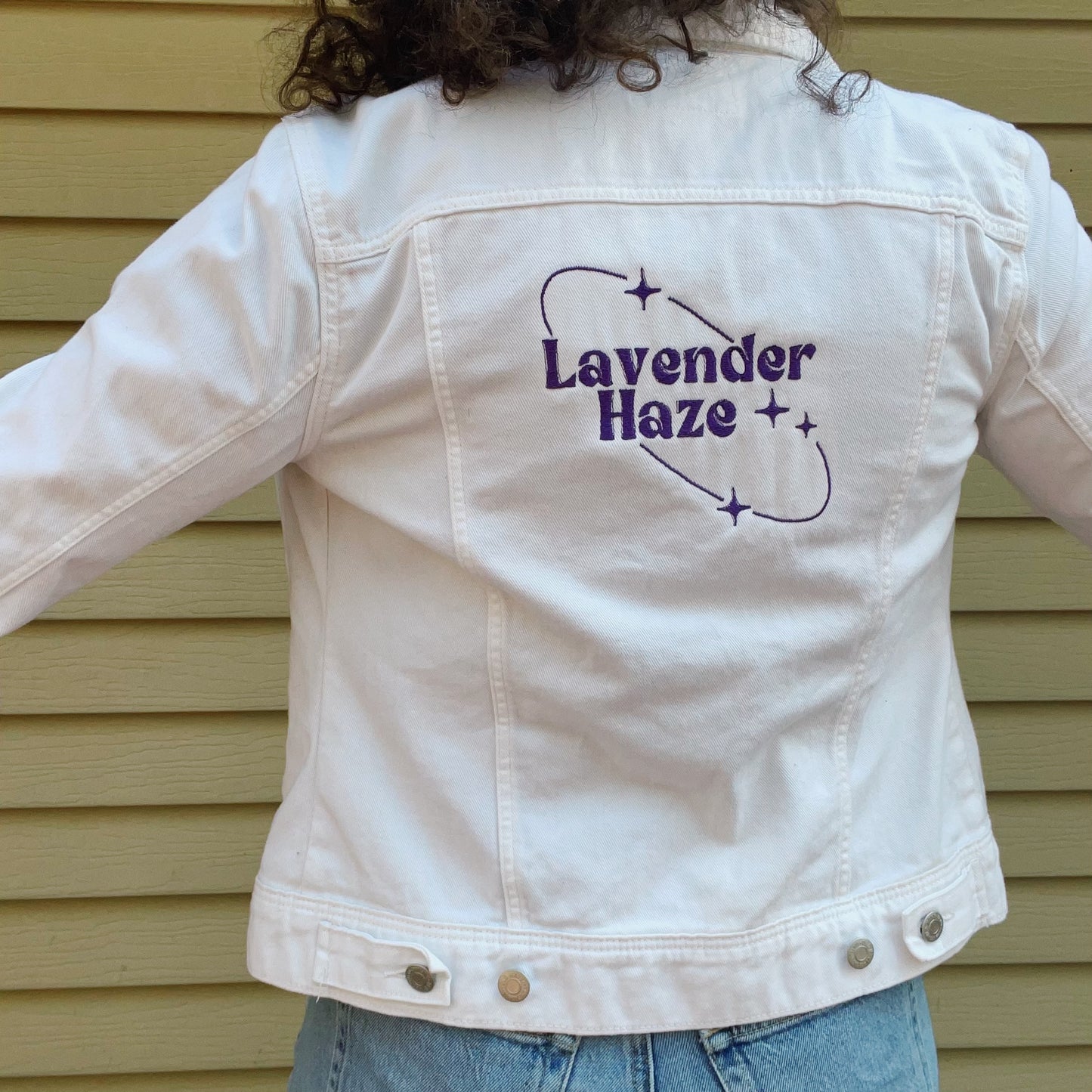 Taylor Inspired Lavender Haze Jean Jacket - Size Small