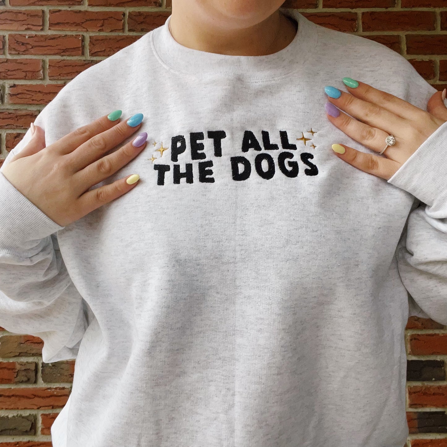 Pet All The Dogs Embroidered Crewneck Sweatshirt