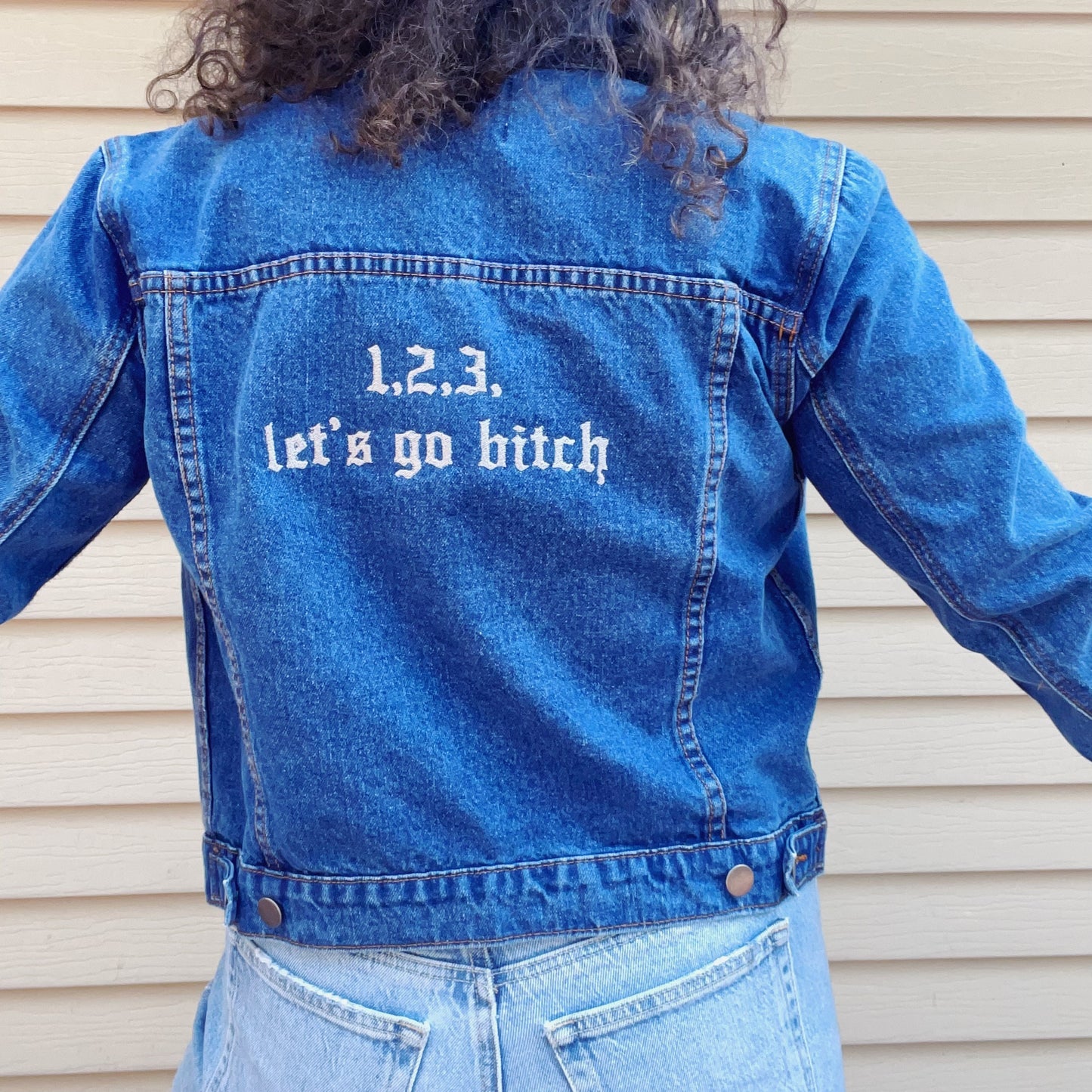 Taylor Inspired 1,2,3 Let's Go B*tch Jean Jacket - Size Medium