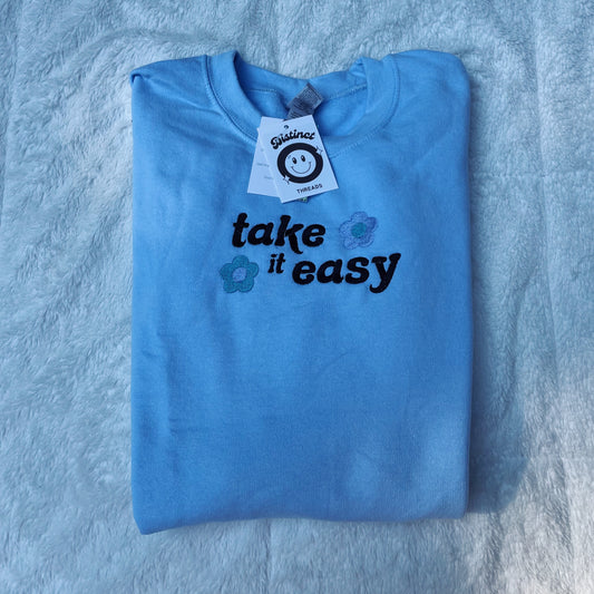 Take It Easy Embroidered Crewneck Sweatshirt