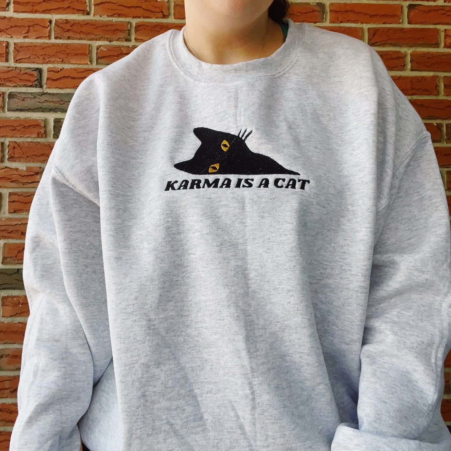 Karma Is A Cat Taylor Inspired Embroidered Crewneck Sweatshirt